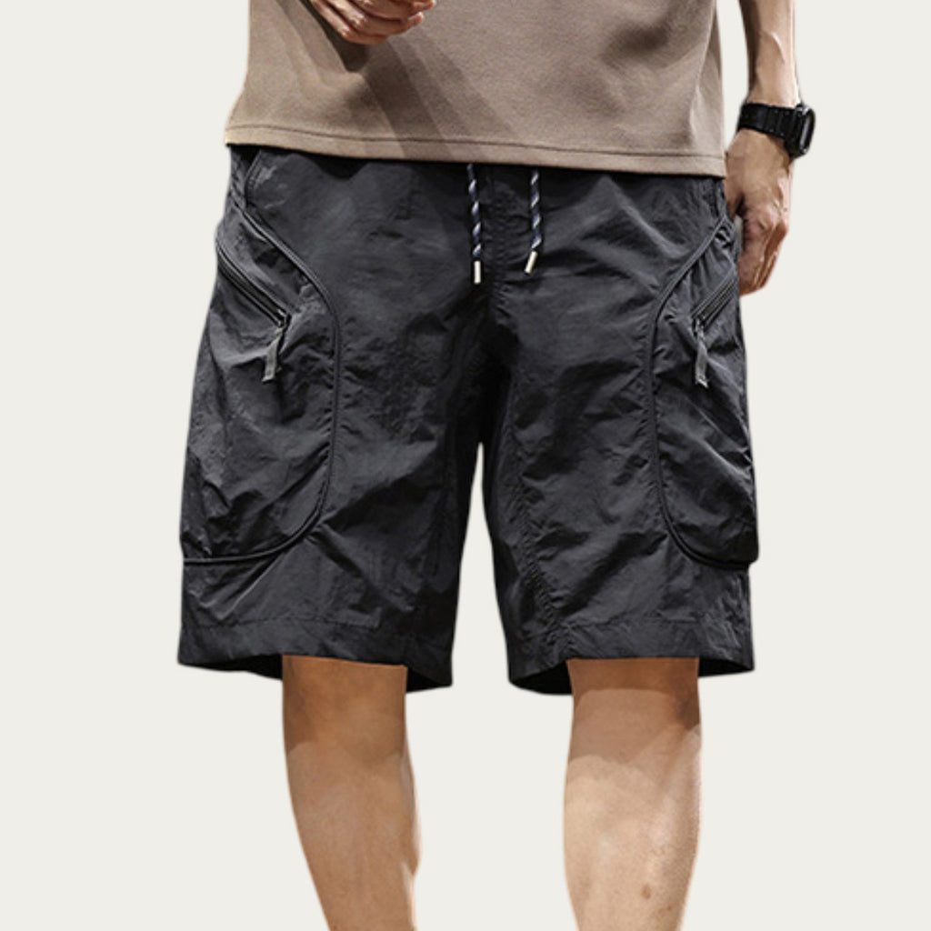 Anna-Kaci Men's Drawstring Waist Zip Pocket Utility Cargo Shorts with Relaxed Fit