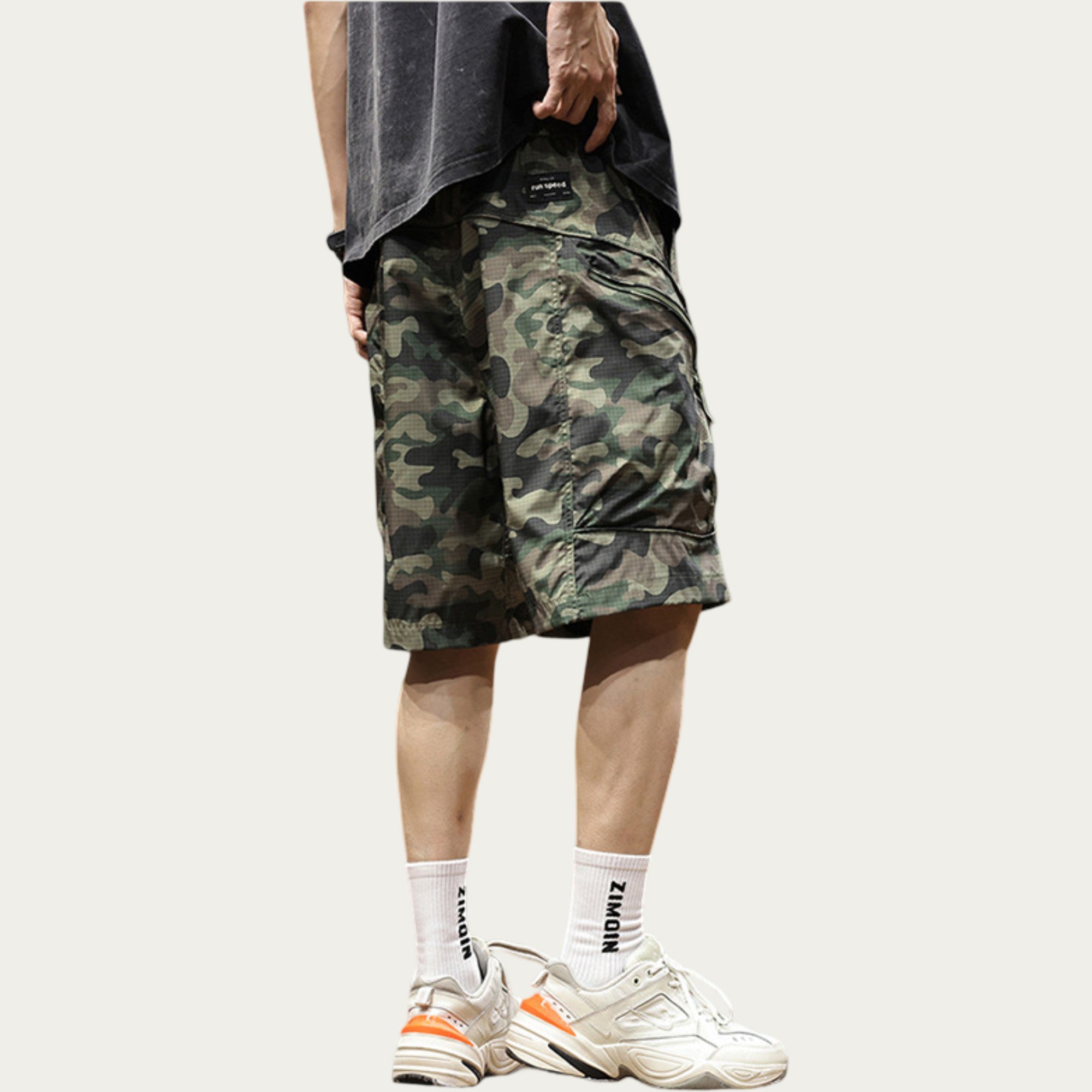 Anna-Kaci Men's Drawstring Waist Zip Pocket Utility Cargo Shorts with Relaxed Fit