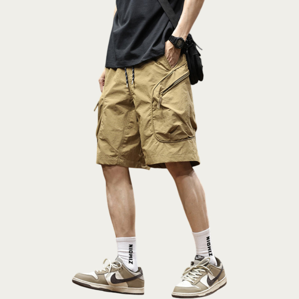 Anna-Kaci Men's Drawstring Waist Zip Pocket Utility Cargo Shorts with Relaxed Fit