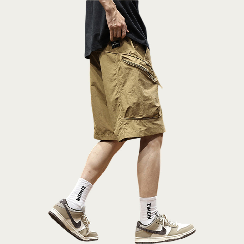Anna-Kaci Men's Drawstring Waist Zip Pocket Utility Cargo Shorts with Relaxed Fit