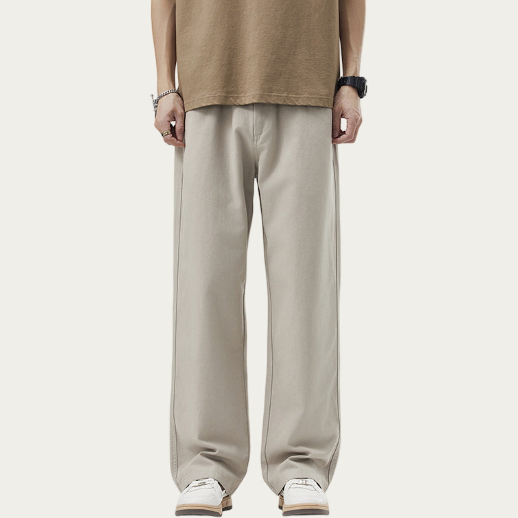 Anna-Kaci Men's Straight Leg Relaxed Fit Woven Pants with Clean Seam Finish