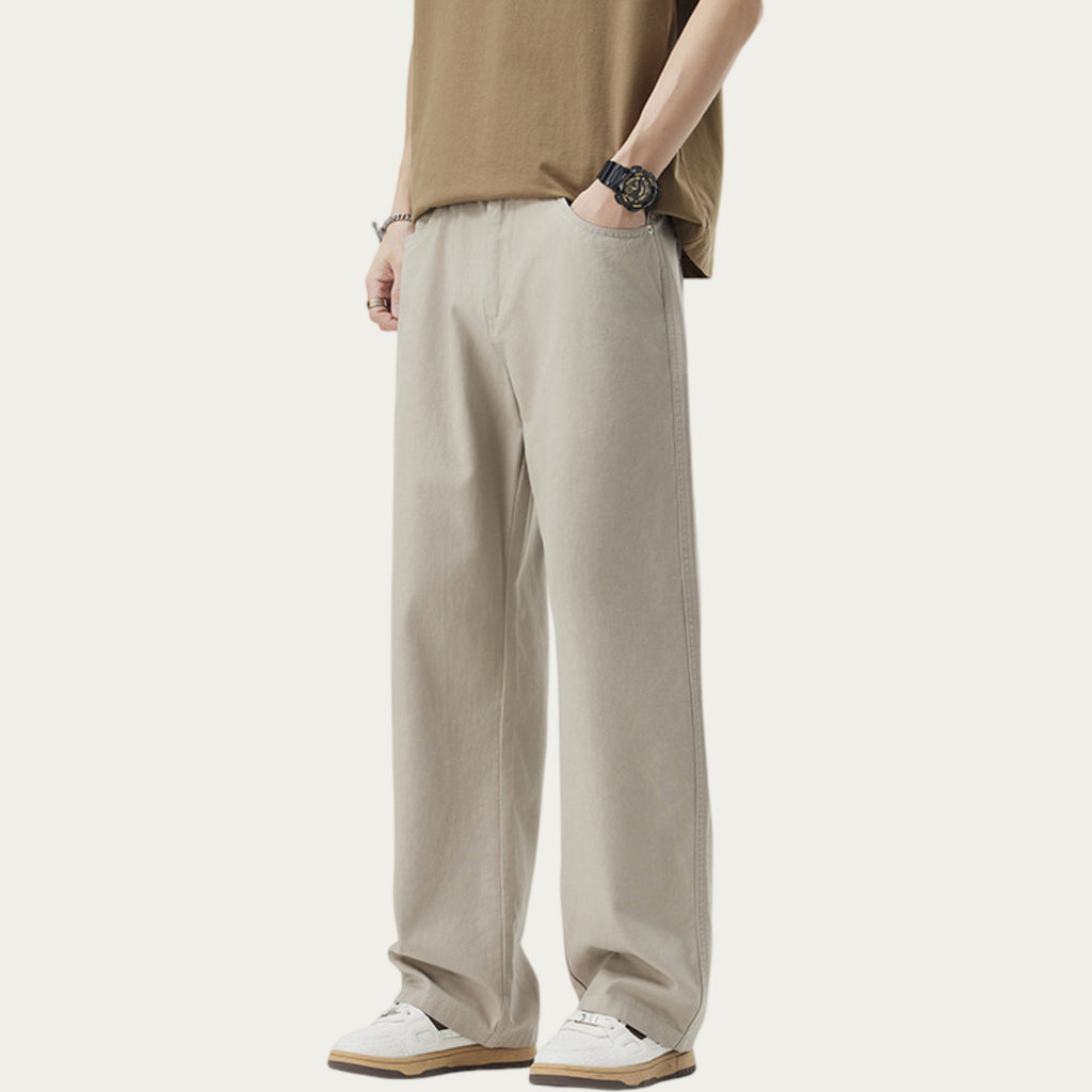 Anna-Kaci Men's Straight Leg Relaxed Fit Woven Pants with Clean Seam Finish