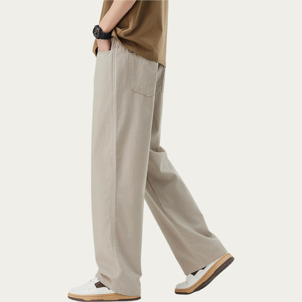 Anna-Kaci Men's Straight Leg Relaxed Fit Woven Pants with Clean Seam Finish
