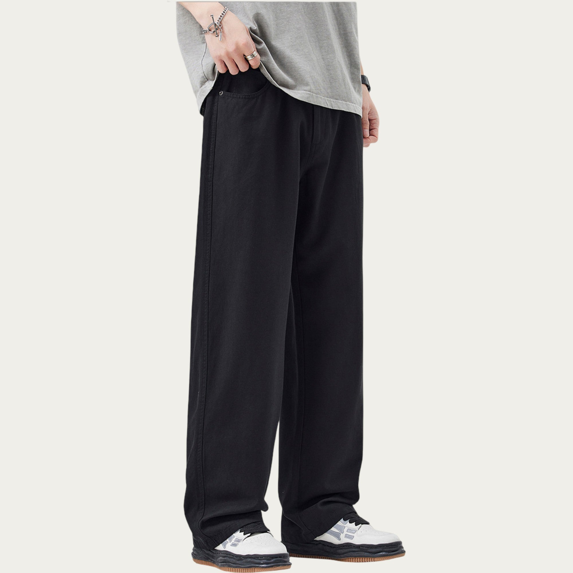 Anna-Kaci Men's Straight Leg Relaxed Fit Woven Pants with Clean Seam Finish
