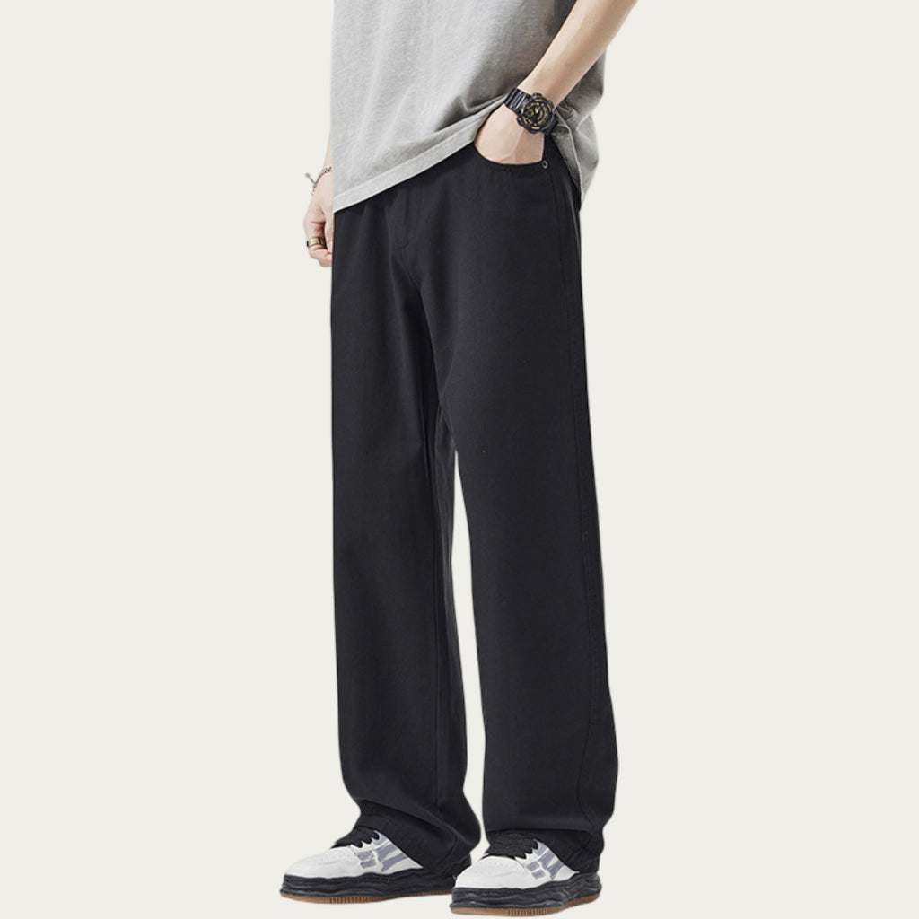 Anna-Kaci Men's Straight Leg Relaxed Fit Woven Pants with Clean Seam Finish