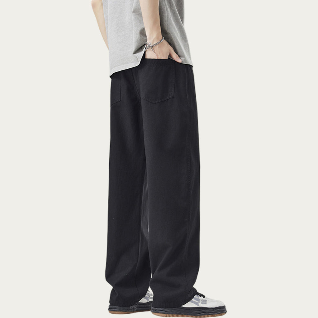 Anna-Kaci Men's Straight Leg Relaxed Fit Woven Pants with Clean Seam Finish