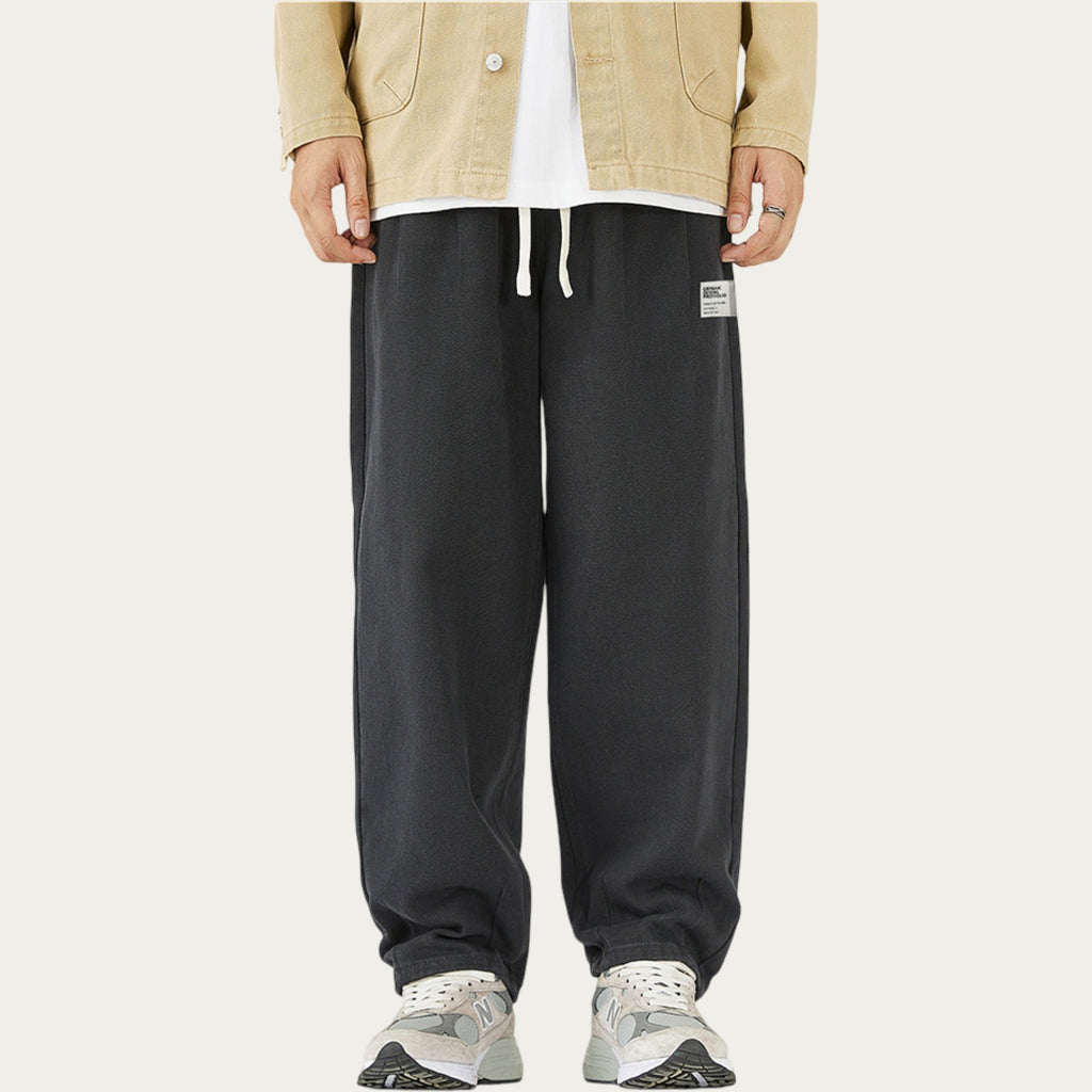 Anna-Kaci Men's Relaxed Fit Straight Leg Drawstring Pants with Soft Knit Texture