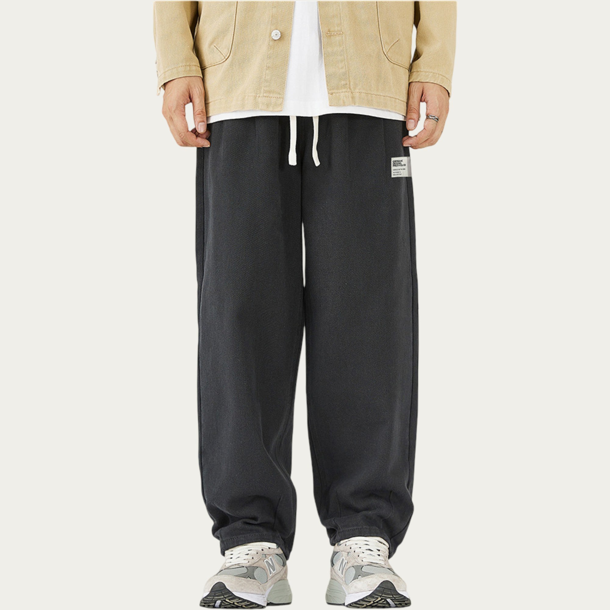 Anna-Kaci Men's Relaxed Fit Straight Leg Drawstring Pants with Soft Knit Texture