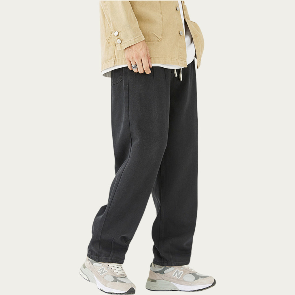 Anna-Kaci Men's Relaxed Fit Straight Leg Drawstring Pants with Soft Knit Texture
