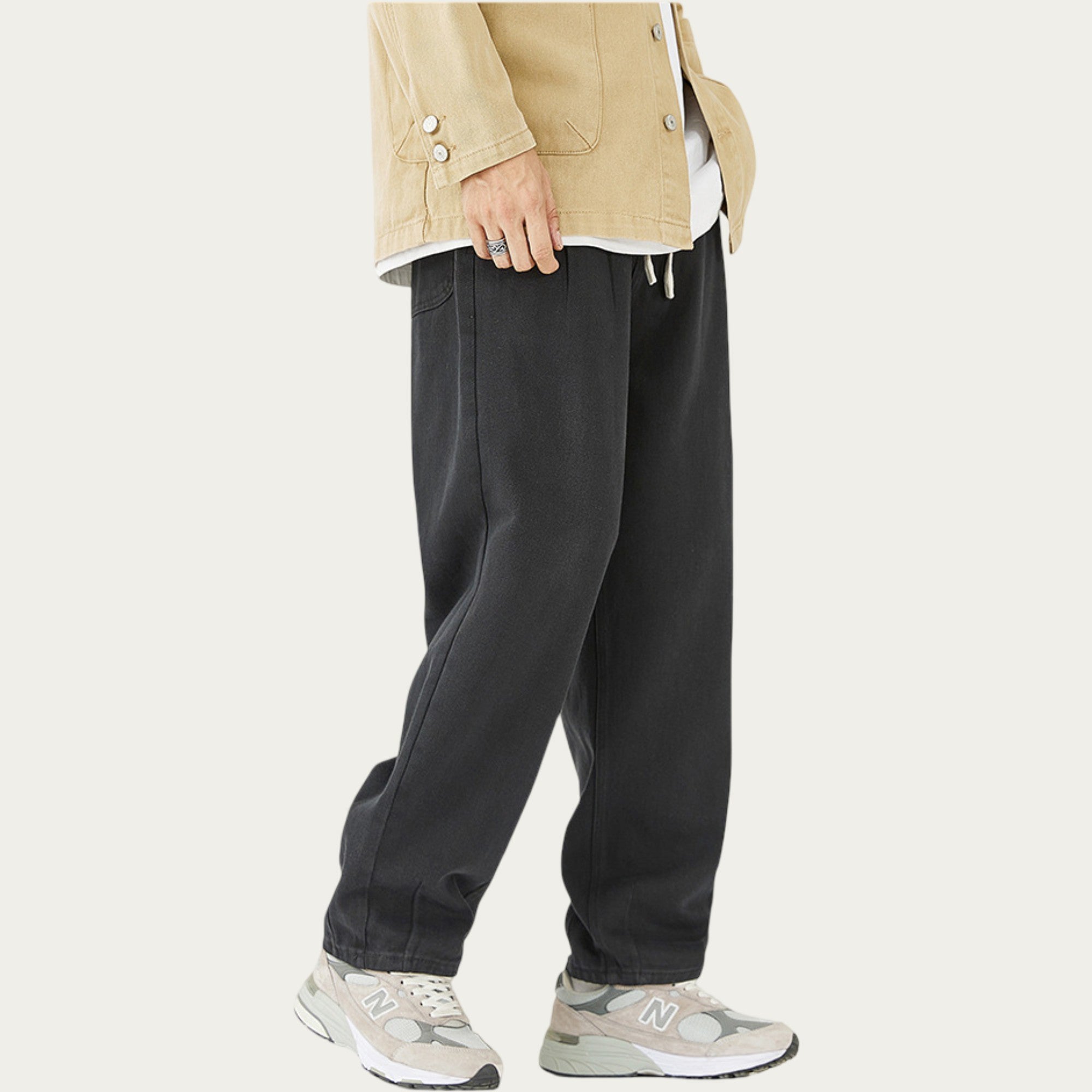 Anna-Kaci Men's Relaxed Fit Straight Leg Drawstring Pants with Soft Knit Texture