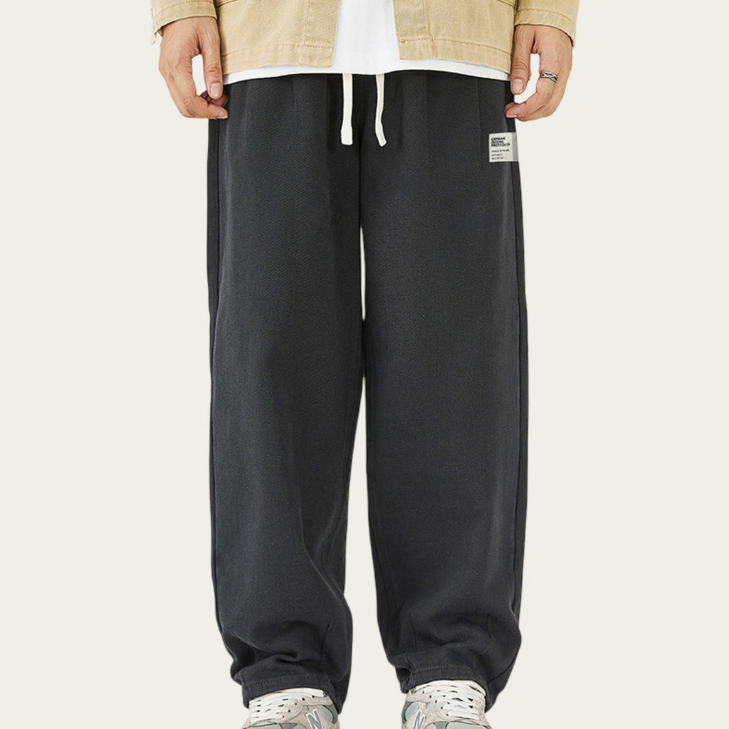 Anna-Kaci Men's Relaxed Fit Straight Leg Drawstring Pants with Soft Knit Texture