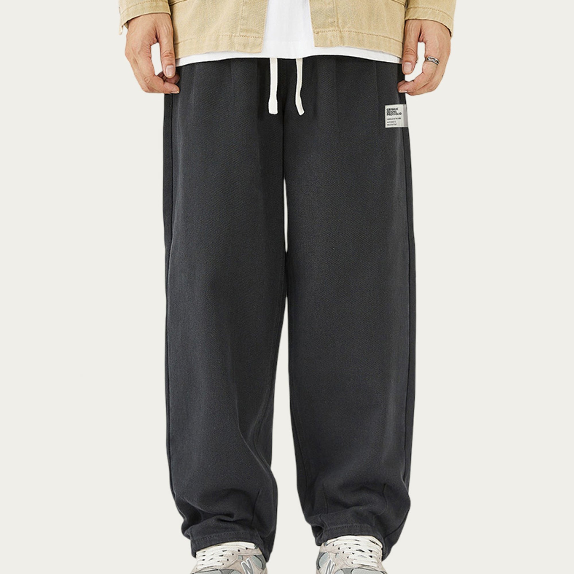 Anna-Kaci Men's Relaxed Fit Straight Leg Drawstring Pants with Soft Knit Texture
