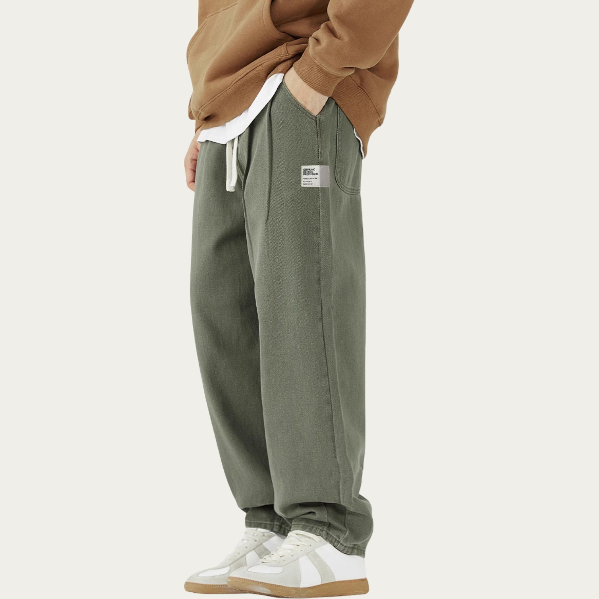 Anna-Kaci Men's Relaxed Fit Straight Leg Drawstring Pants with Soft Knit Texture