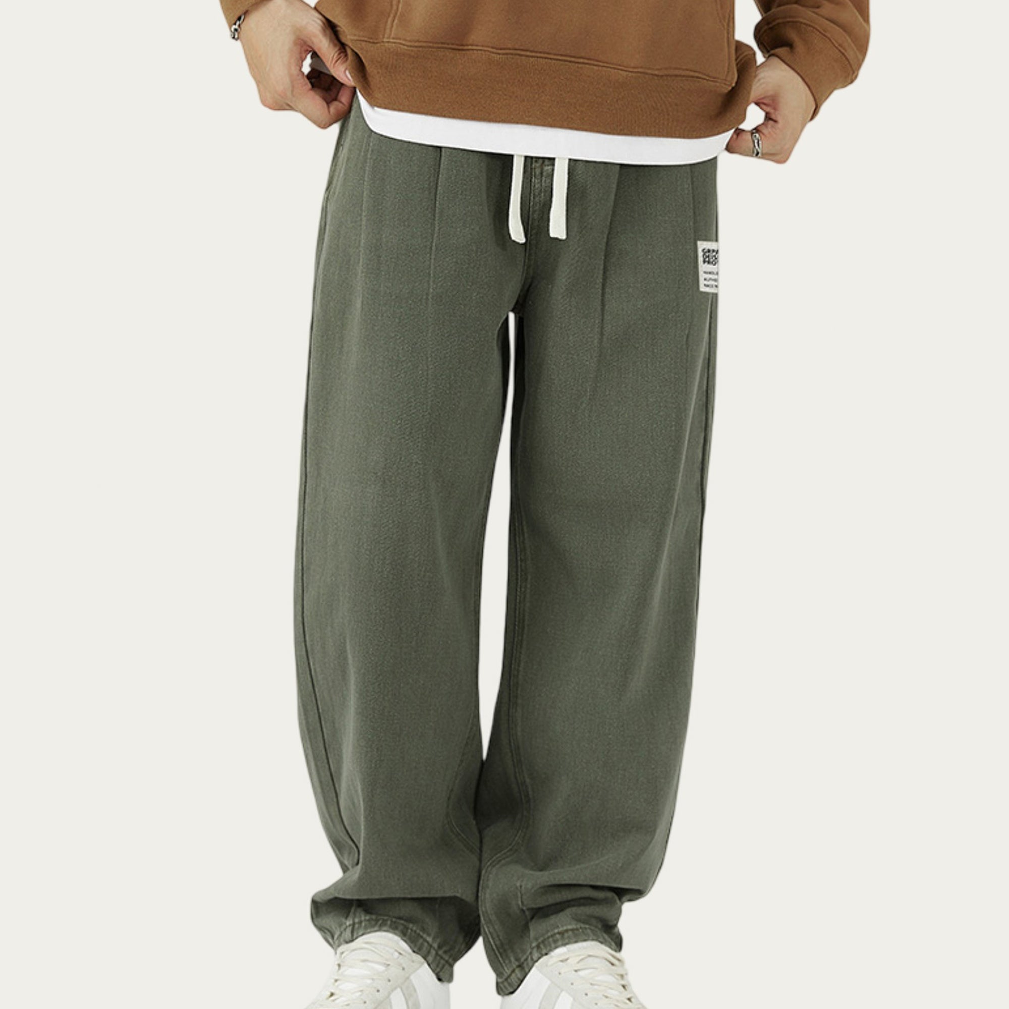 Anna-Kaci Men's Relaxed Fit Straight Leg Drawstring Pants with Soft Knit Texture