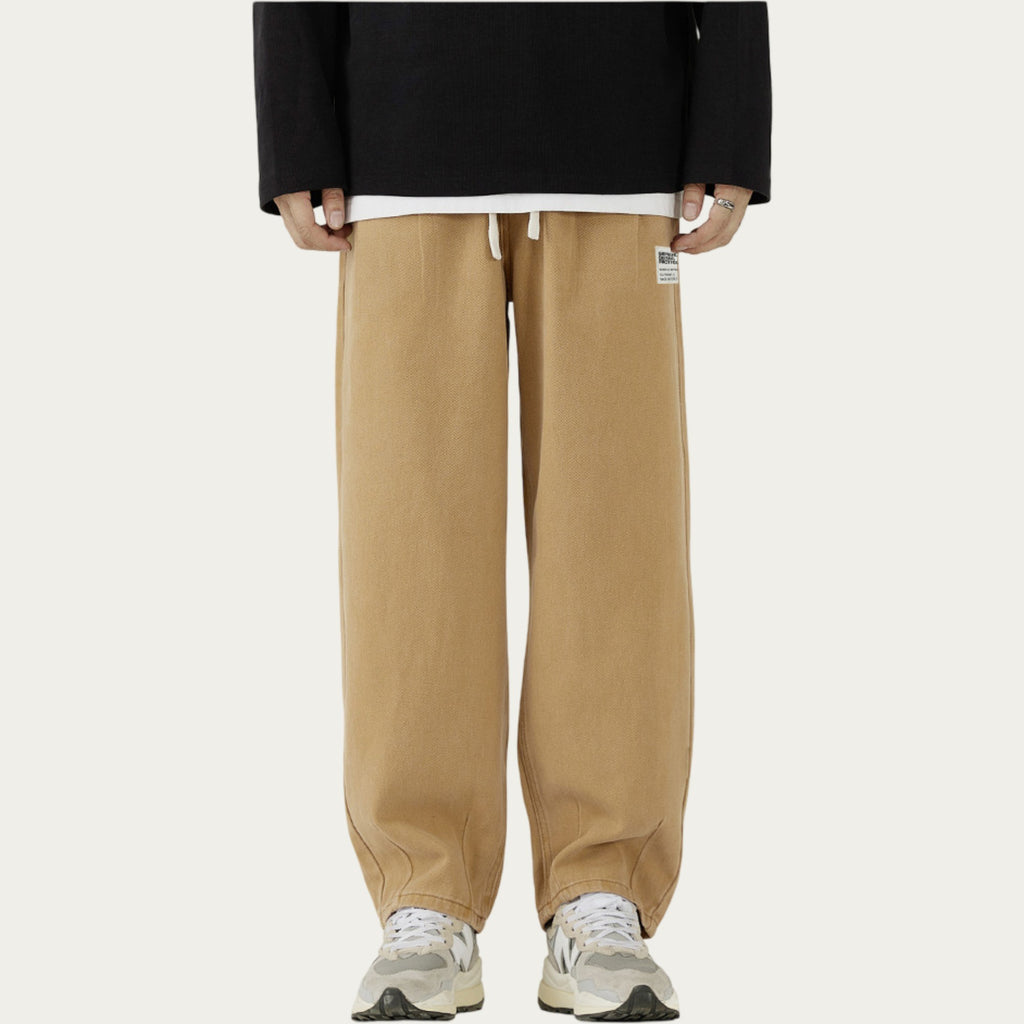 Anna-Kaci Men's Relaxed Fit Straight Leg Drawstring Pants with Soft Knit Texture