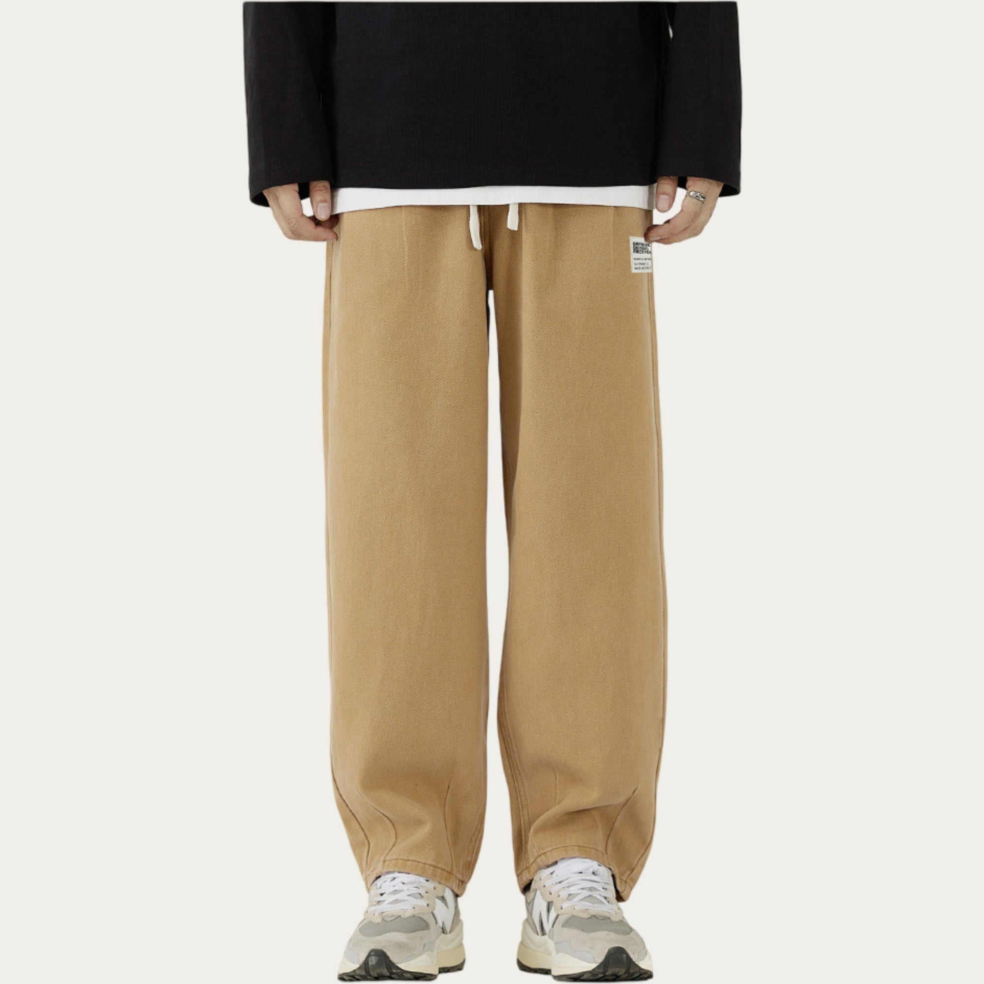 Anna-Kaci Men's Relaxed Fit Straight Leg Drawstring Pants with Soft Knit Texture