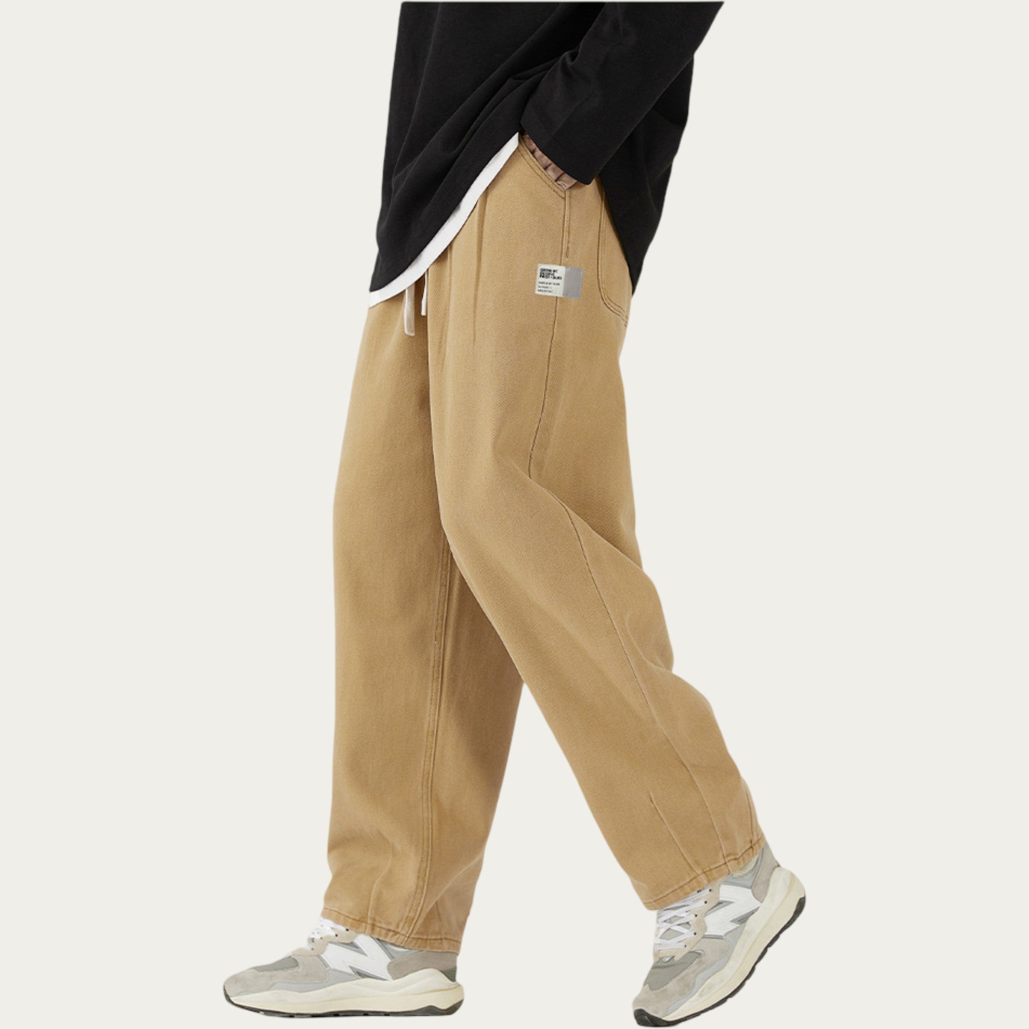 Anna-Kaci Men's Relaxed Fit Straight Leg Drawstring Pants with Soft Knit Texture
