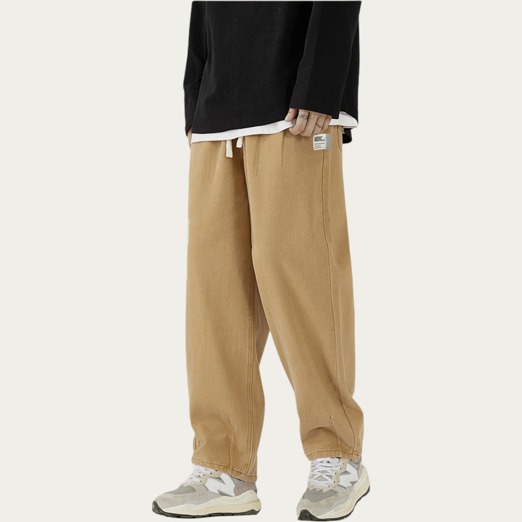 Anna-Kaci Men's Relaxed Fit Straight Leg Drawstring Pants with Soft Knit Texture