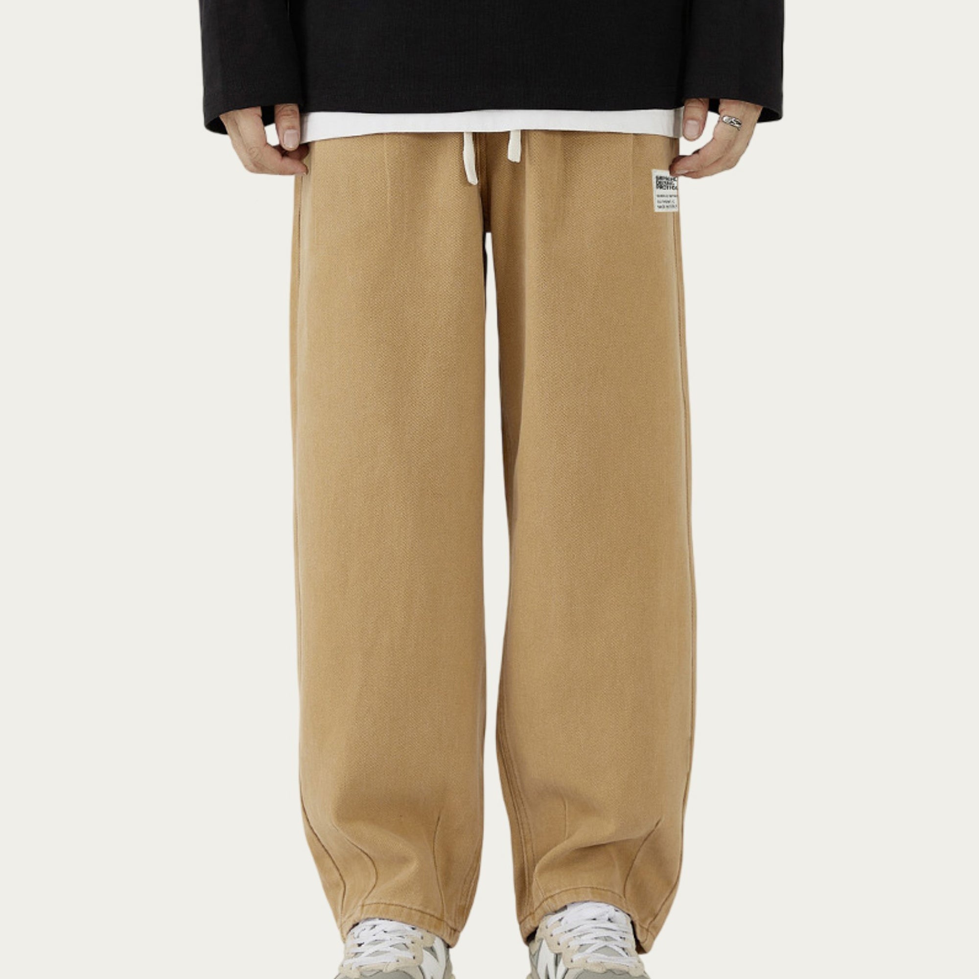 Anna-Kaci Men's Relaxed Fit Straight Leg Drawstring Pants with Soft Knit Texture