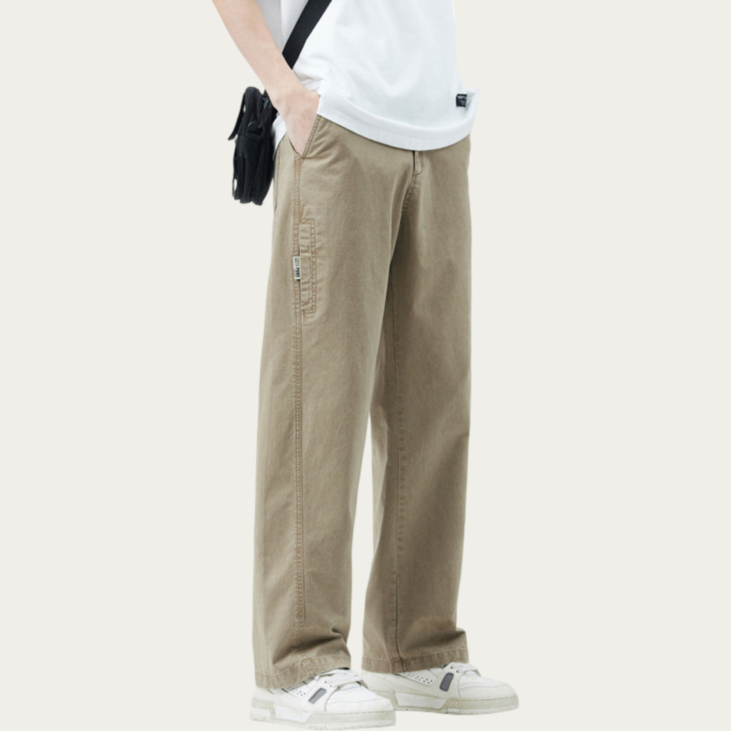 Anna-Kaci Men's Relaxed Fit Straight Leg Woven Pants with Clean Seam Detailing