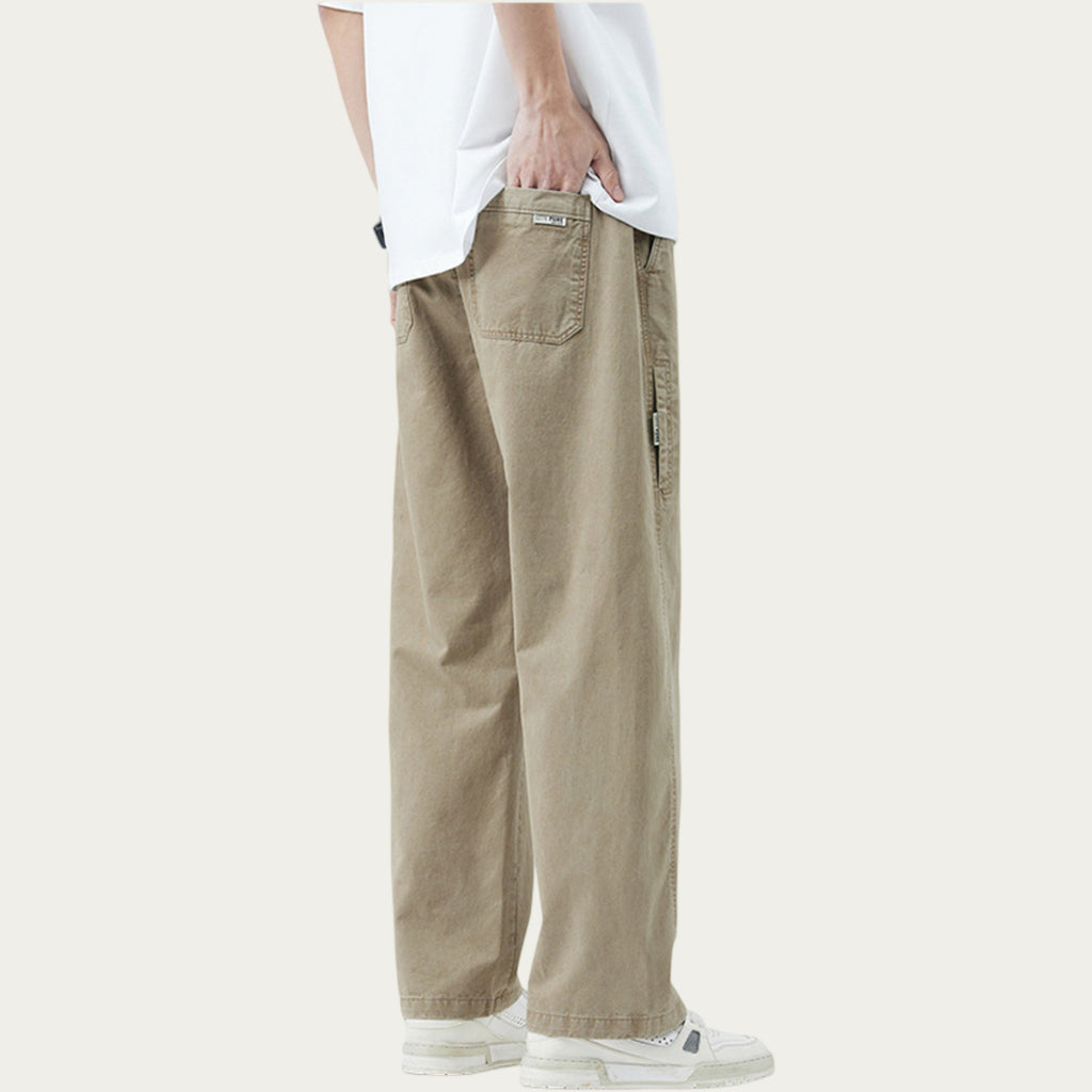 Anna-Kaci Men's Relaxed Fit Straight Leg Woven Pants with Clean Seam Detailing
