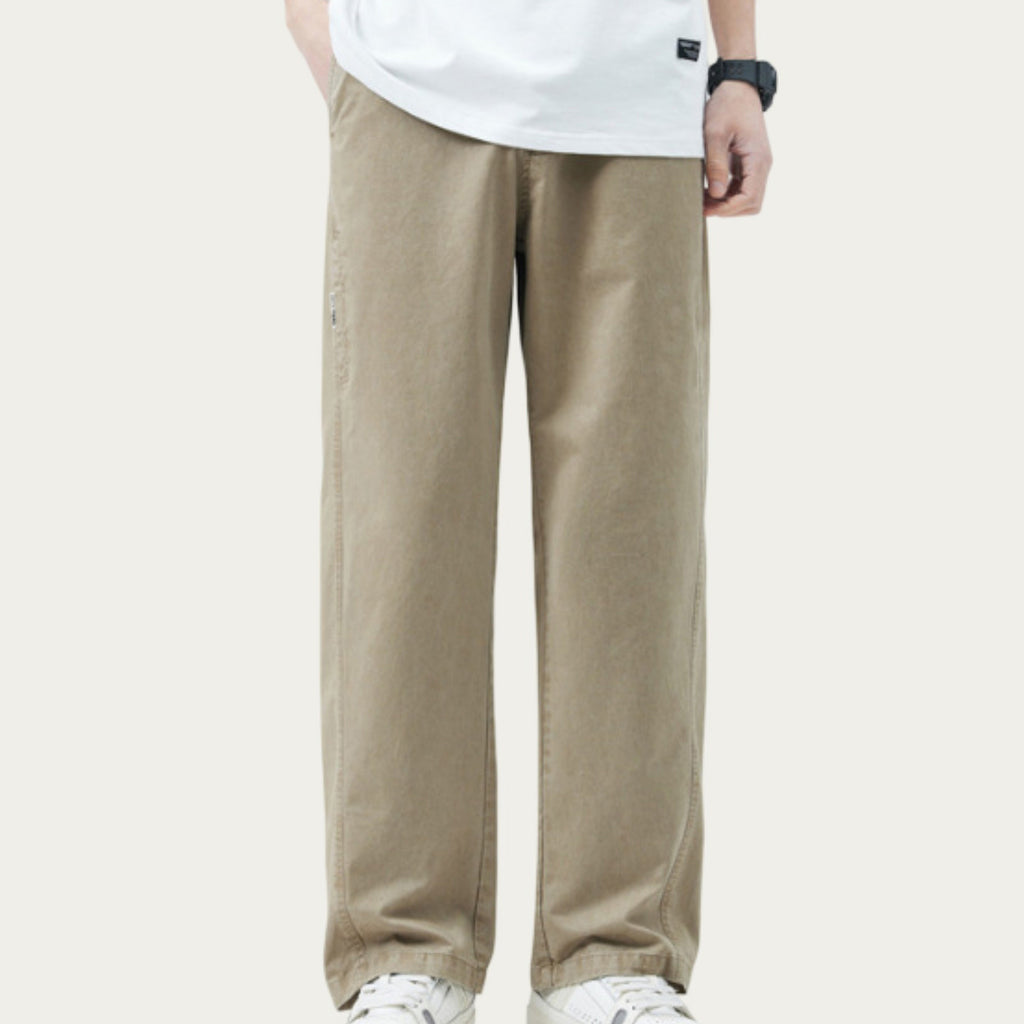 Anna-Kaci Men's Relaxed Fit Straight Leg Woven Pants with Clean Seam Detailing
