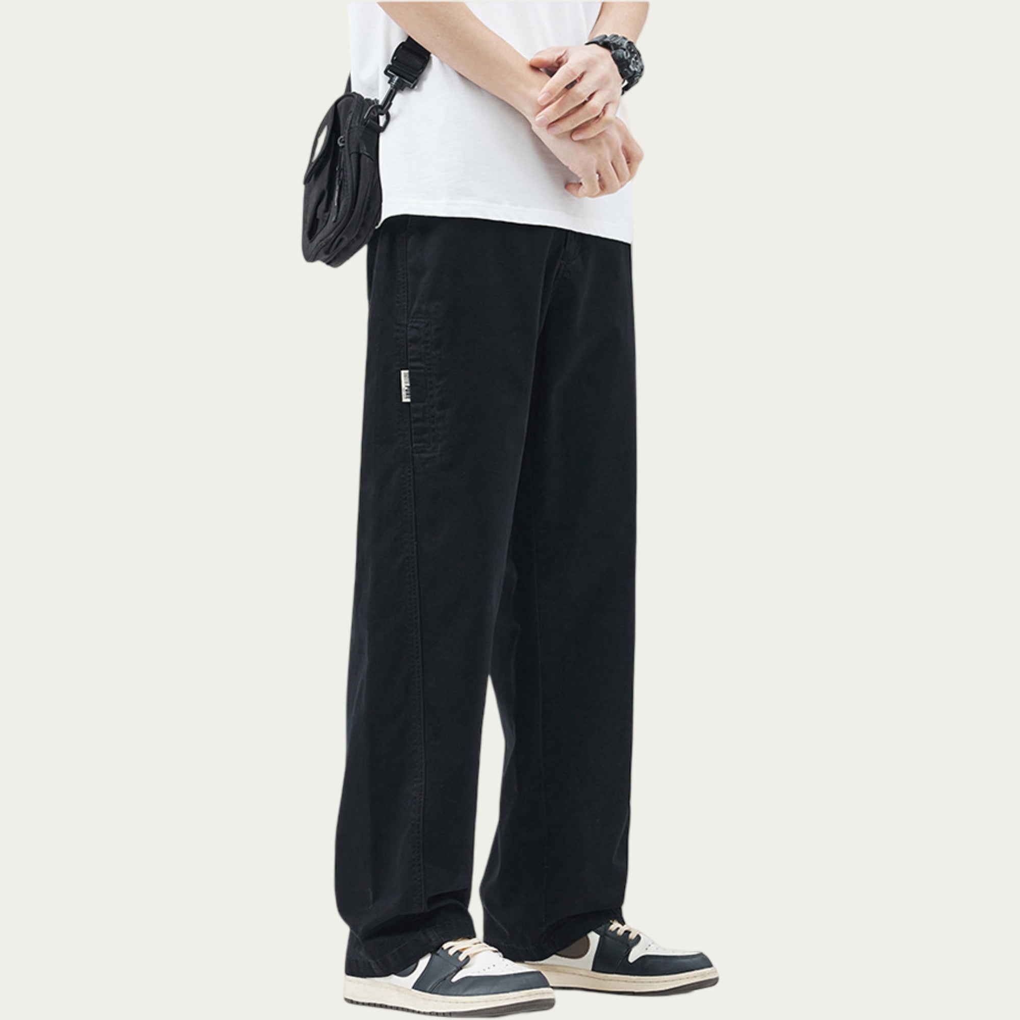 Anna-Kaci Men's Relaxed Fit Straight Leg Woven Pants with Clean Seam Detailing