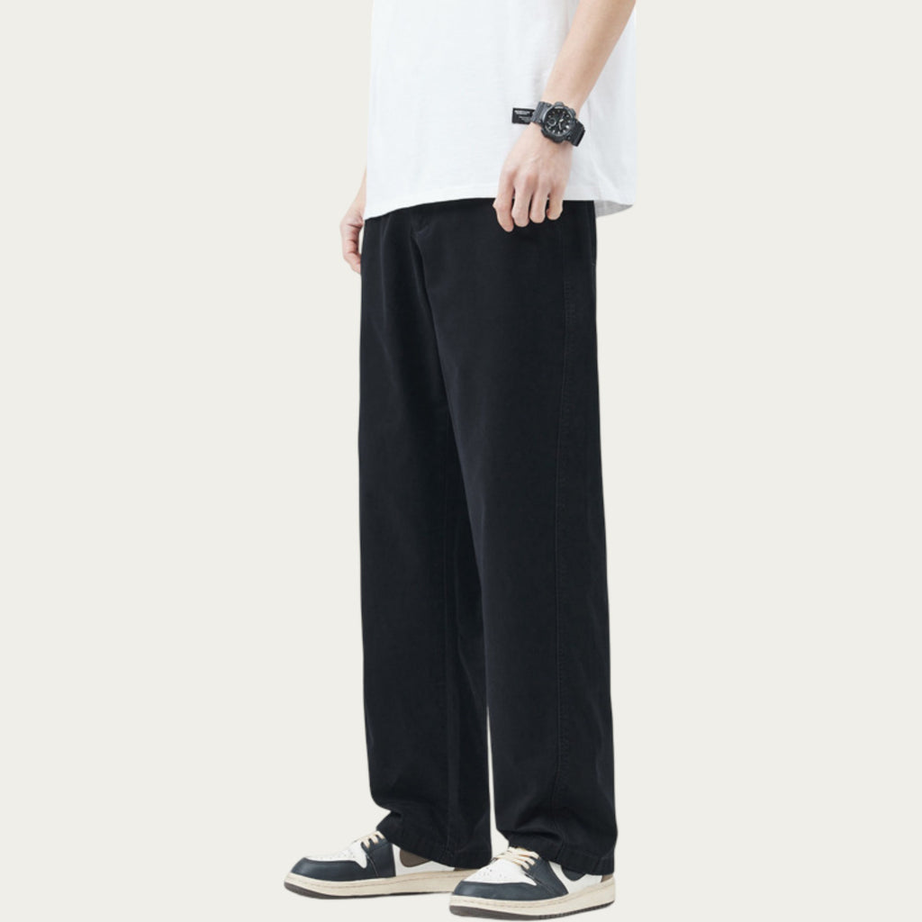 Anna-Kaci Men's Relaxed Fit Straight Leg Woven Pants with Clean Seam Detailing
