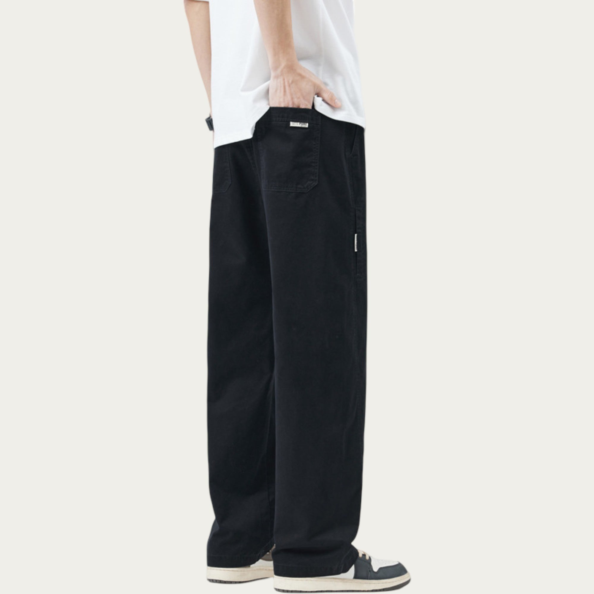 Anna-Kaci Men's Relaxed Fit Straight Leg Woven Pants with Clean Seam Detailing