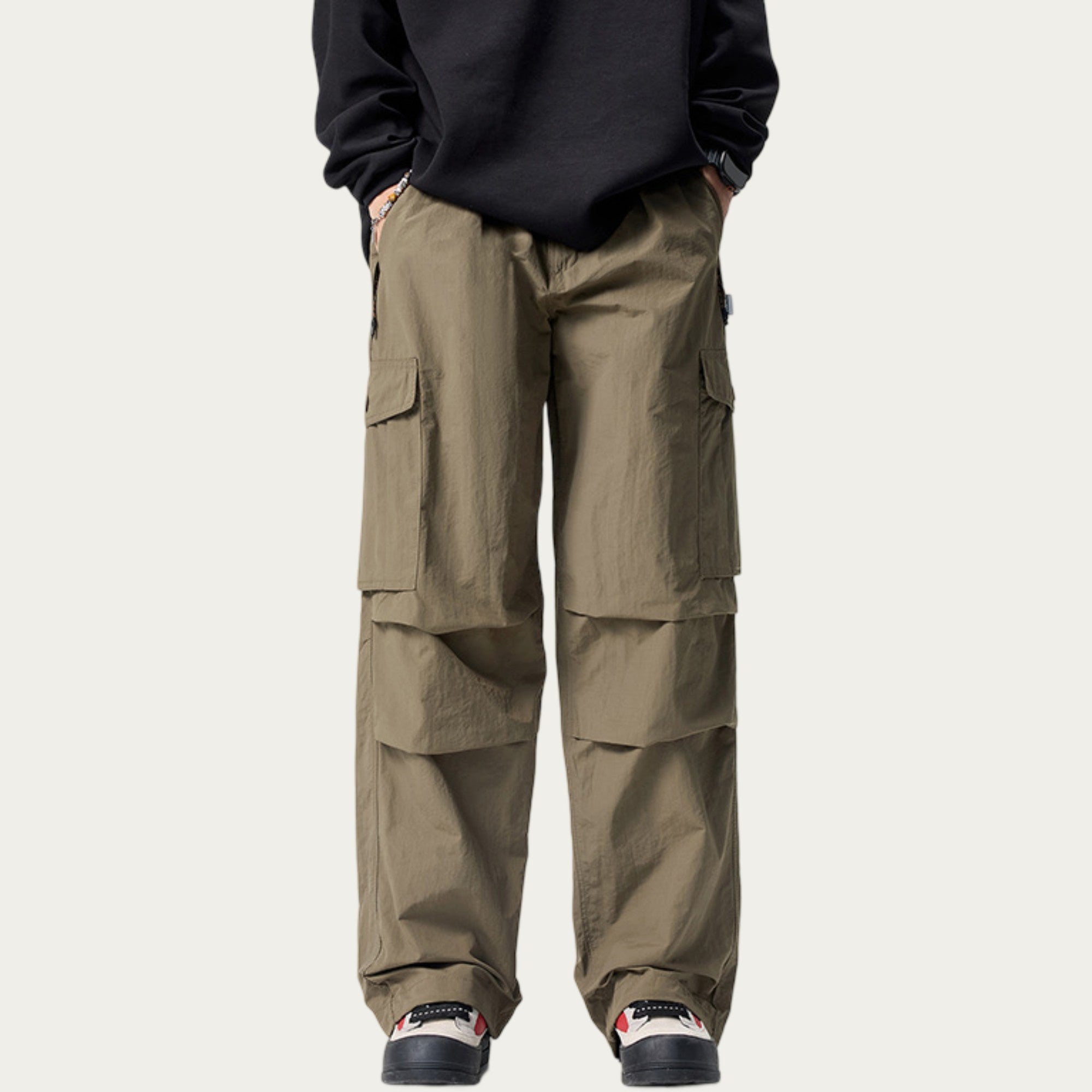 Anna-Kaci Men's Relaxed Fit Utility Cargo Pants with Multi Pocket Design