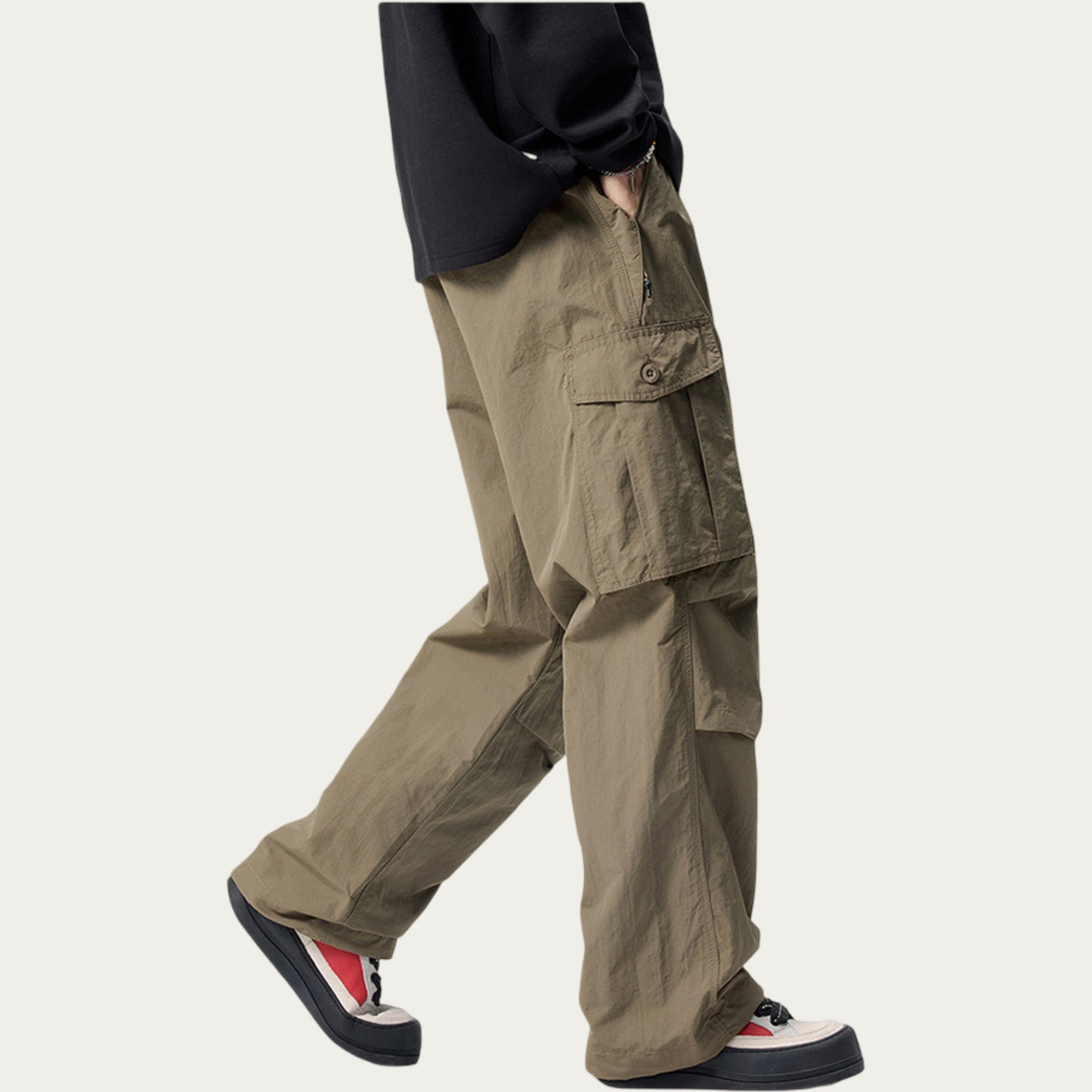 Anna-Kaci Men's Relaxed Fit Utility Cargo Pants with Multi Pocket Design