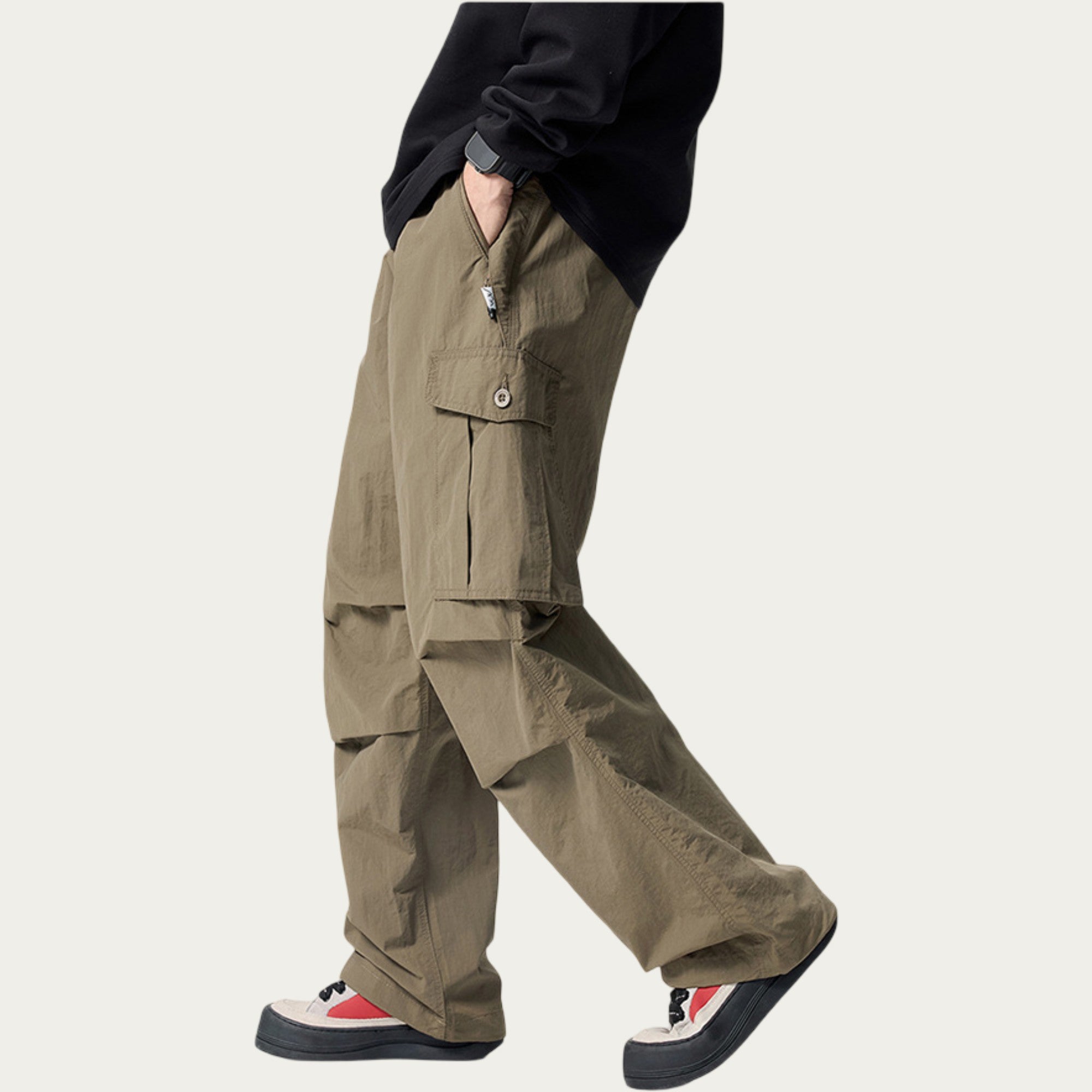 Anna-Kaci Men's Relaxed Fit Utility Cargo Pants with Multi Pocket Design