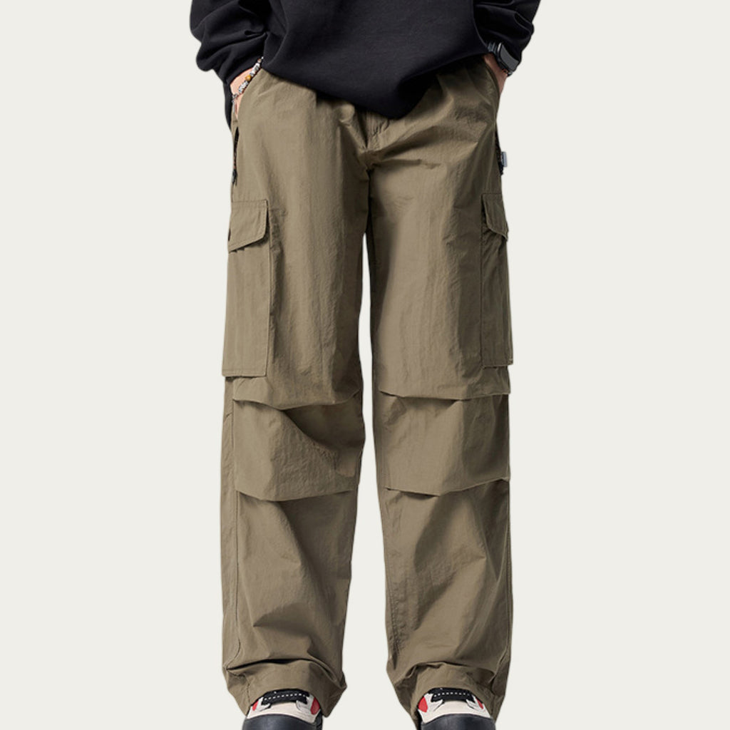 Anna-Kaci Men's Relaxed Fit Utility Cargo Pants with Multi Pocket Design