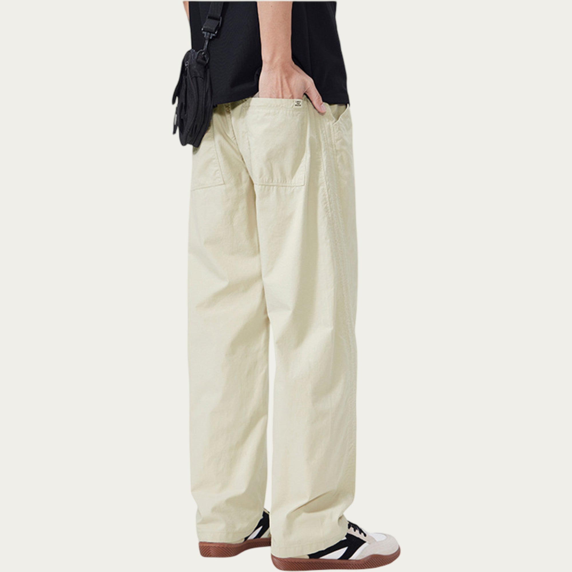 Anna-Kaci Men's Straight Leg Woven Track Pants with Side Seam Detail