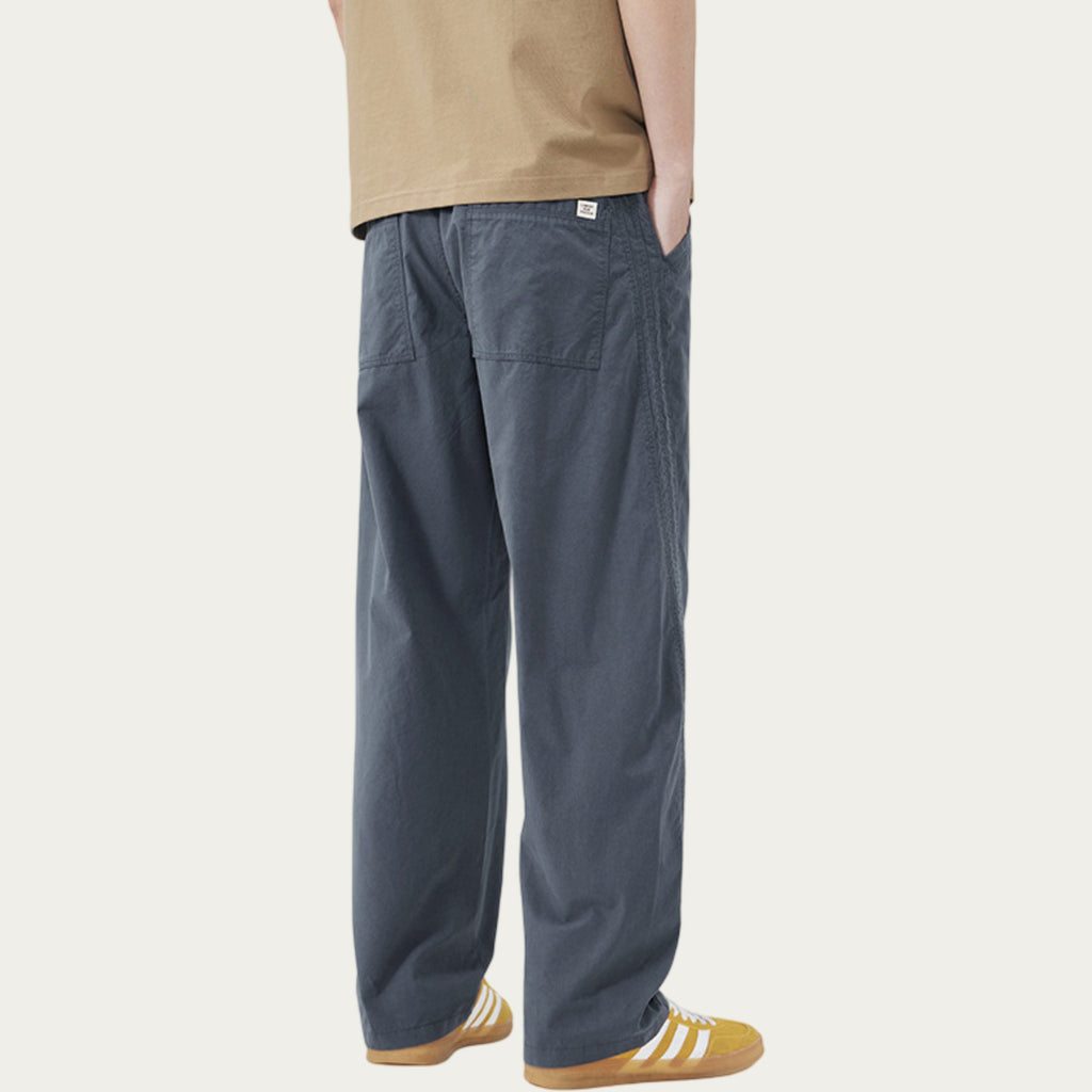 Anna-Kaci Men's Straight Leg Woven Track Pants with Side Seam Detail