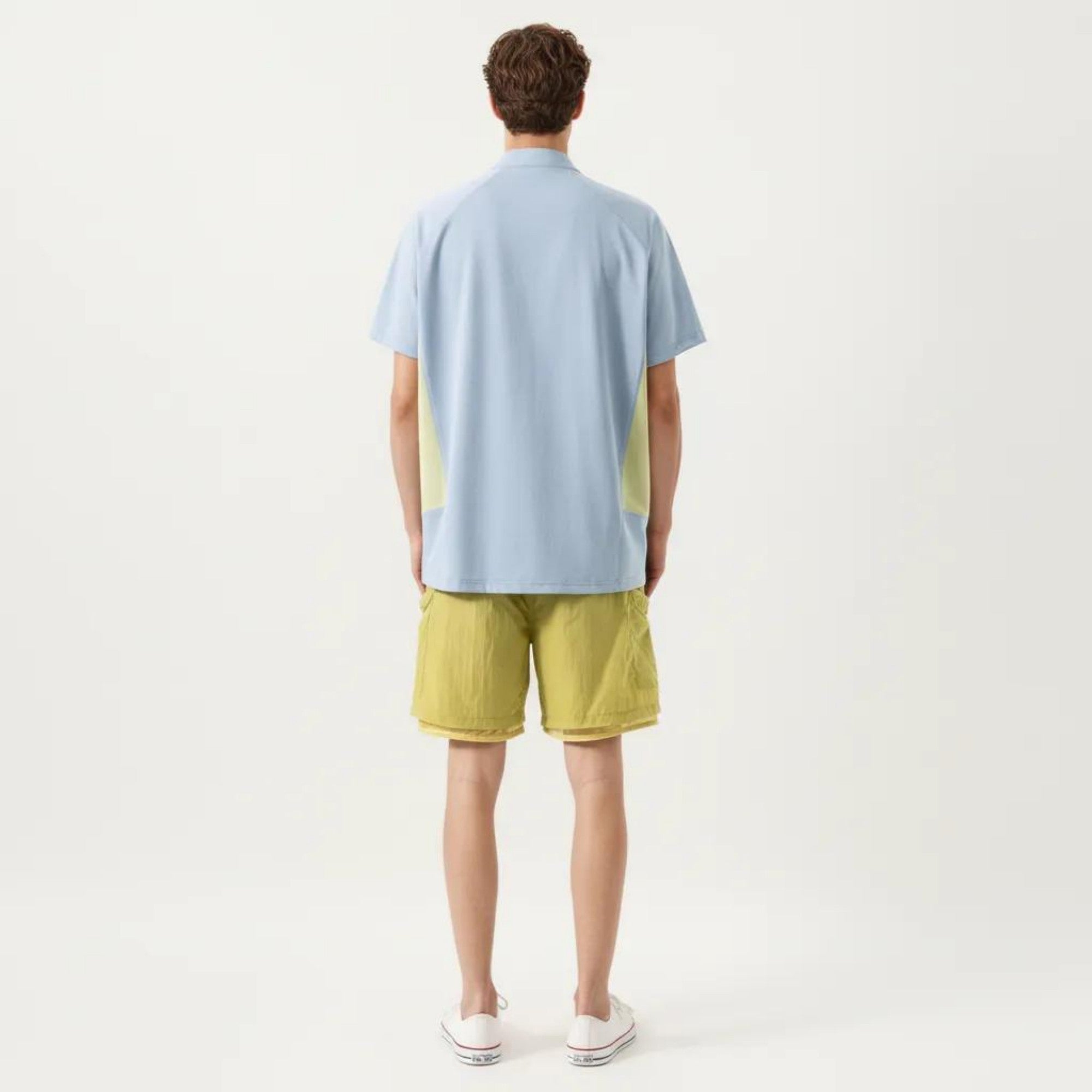 Anna-Kaci Men's Short Sleeve Athletic T-Shirt with Half Zip Mock Neck Contrast Panels Breathable Lightweight