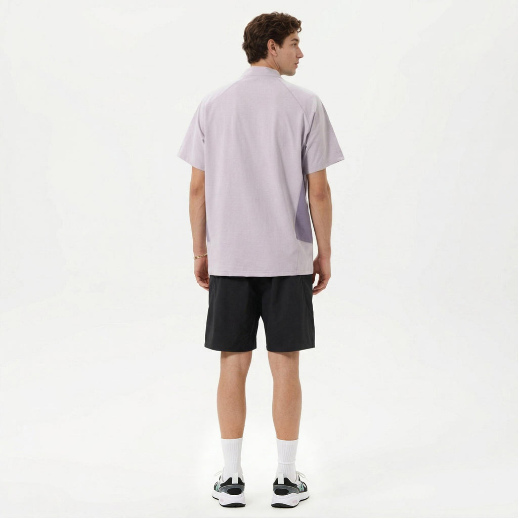 Anna-Kaci Men's Short Sleeve Athletic T-Shirt with Half Zip Mock Neck Contrast Panels Breathable Lightweight