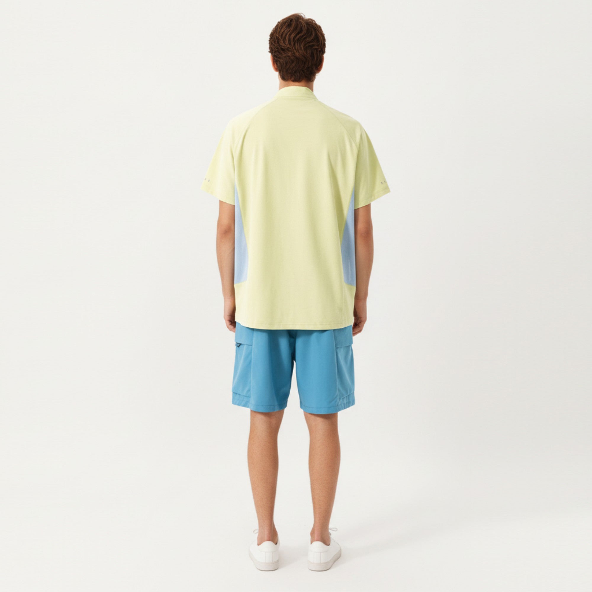 Anna-Kaci Men's Short Sleeve Athletic T-Shirt with Half Zip Mock Neck Contrast Panels Breathable Lightweight