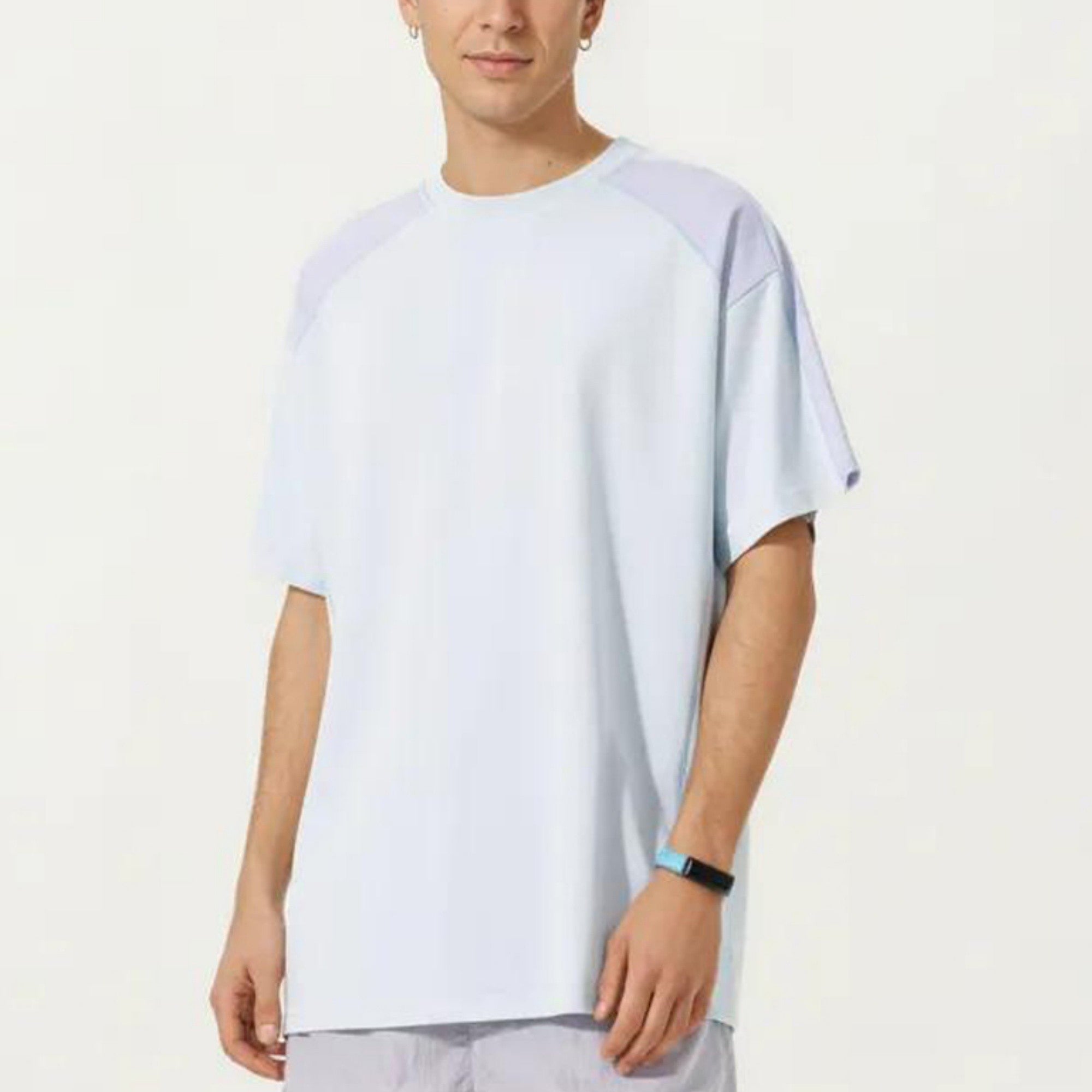 Anna-Kaci Men's Short Sleeve Athletic T-Shirt with Contrast Shoulder Panels Lightweight Breathable
