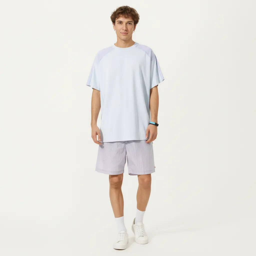 Anna-Kaci Men's Short Sleeve Athletic T-Shirt with Contrast Shoulder Panels Lightweight Breathable