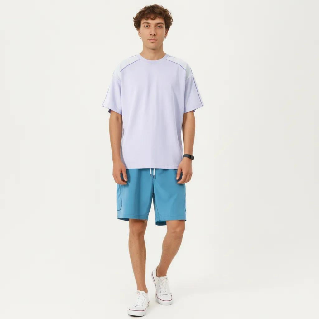 Anna-Kaci Men's Short Sleeve Athletic T-Shirt with Contrast Shoulder Panels Lightweight Breathable