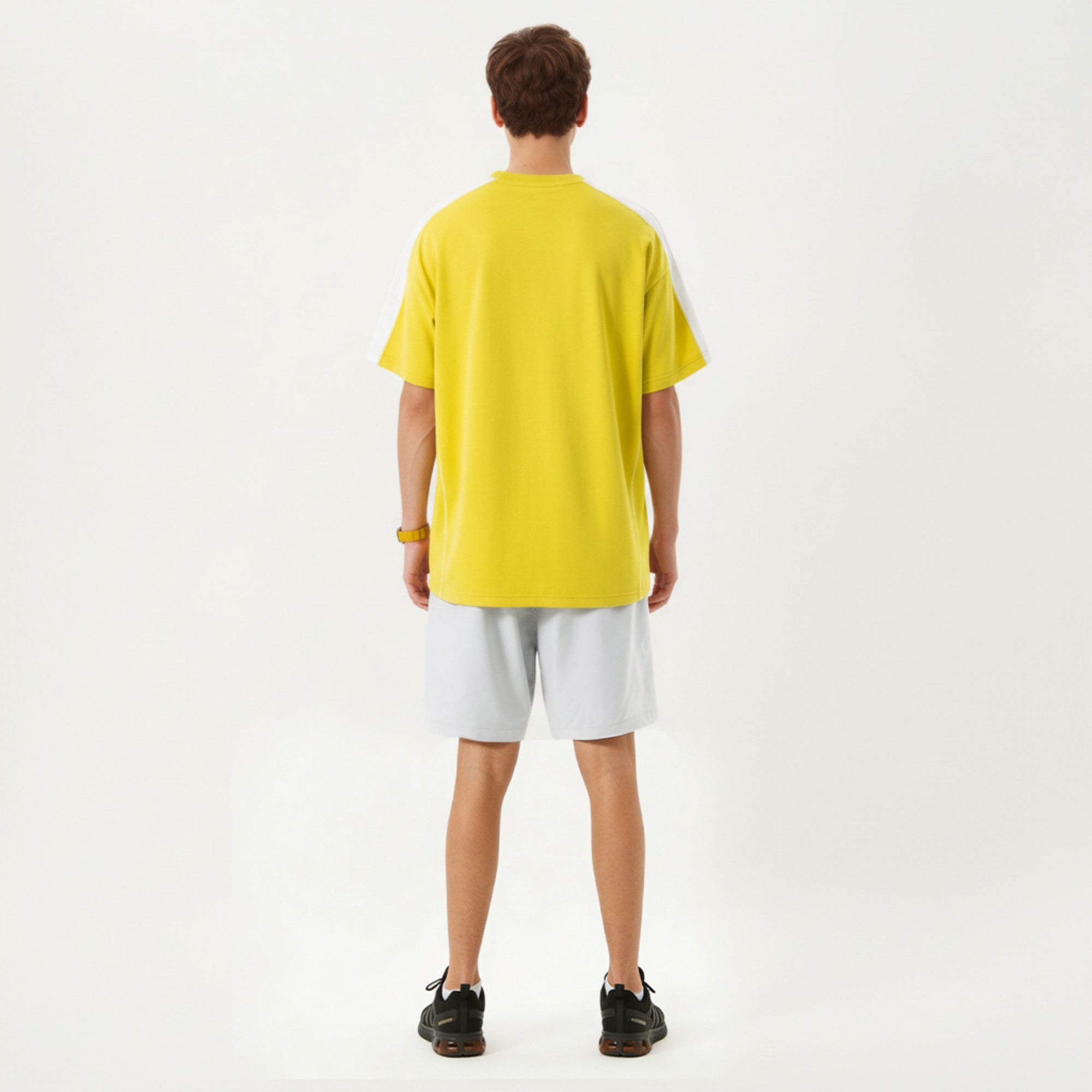 Anna-Kaci Men's Short Sleeve Athletic T-Shirt with Contrast Shoulder Panels Lightweight Breathable