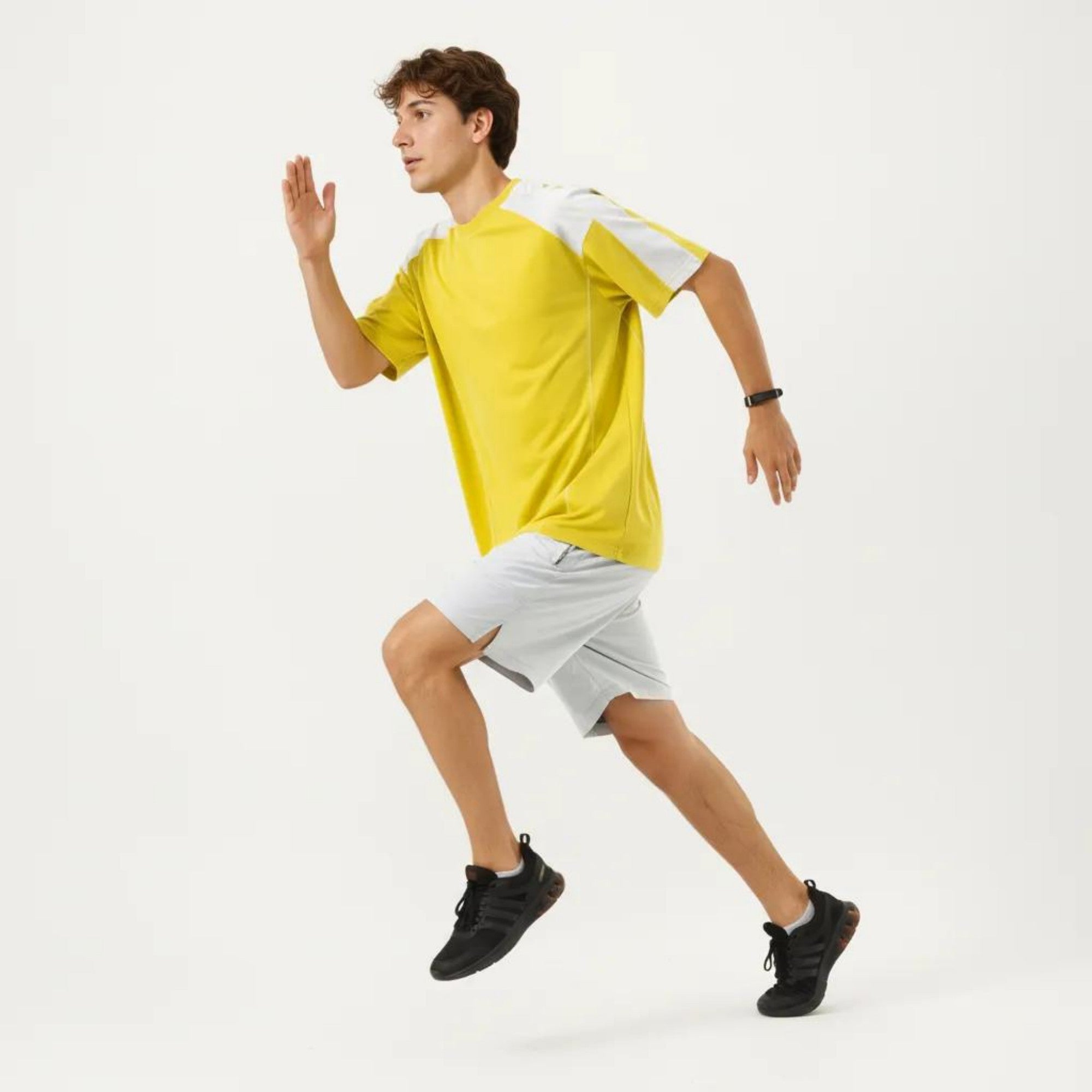 Anna-Kaci Men's Short Sleeve Athletic T-Shirt with Contrast Shoulder Panels Lightweight Breathable