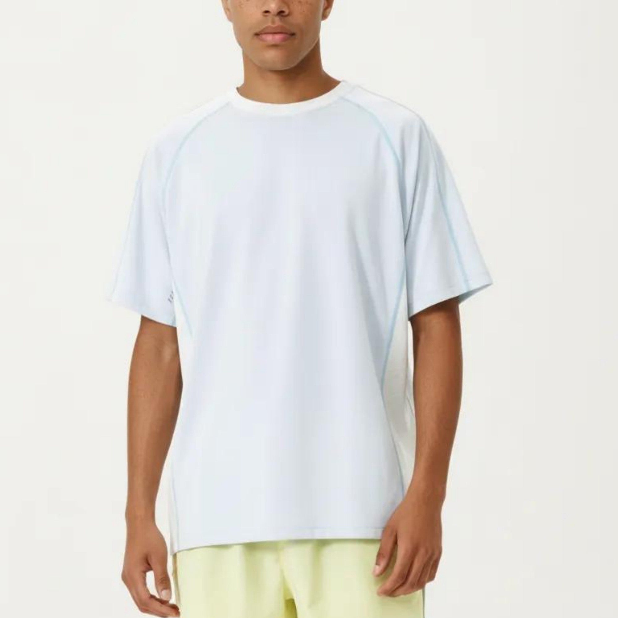 Anna-Kaci Men's Short Sleeve Athletic T-Shirt with Contrast Panel Design Breathable Performance Top