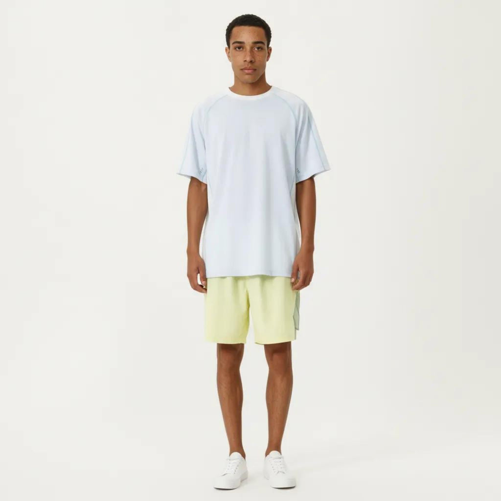 Anna-Kaci Men's Short Sleeve Athletic T-Shirt with Contrast Panel Design Breathable Performance Top