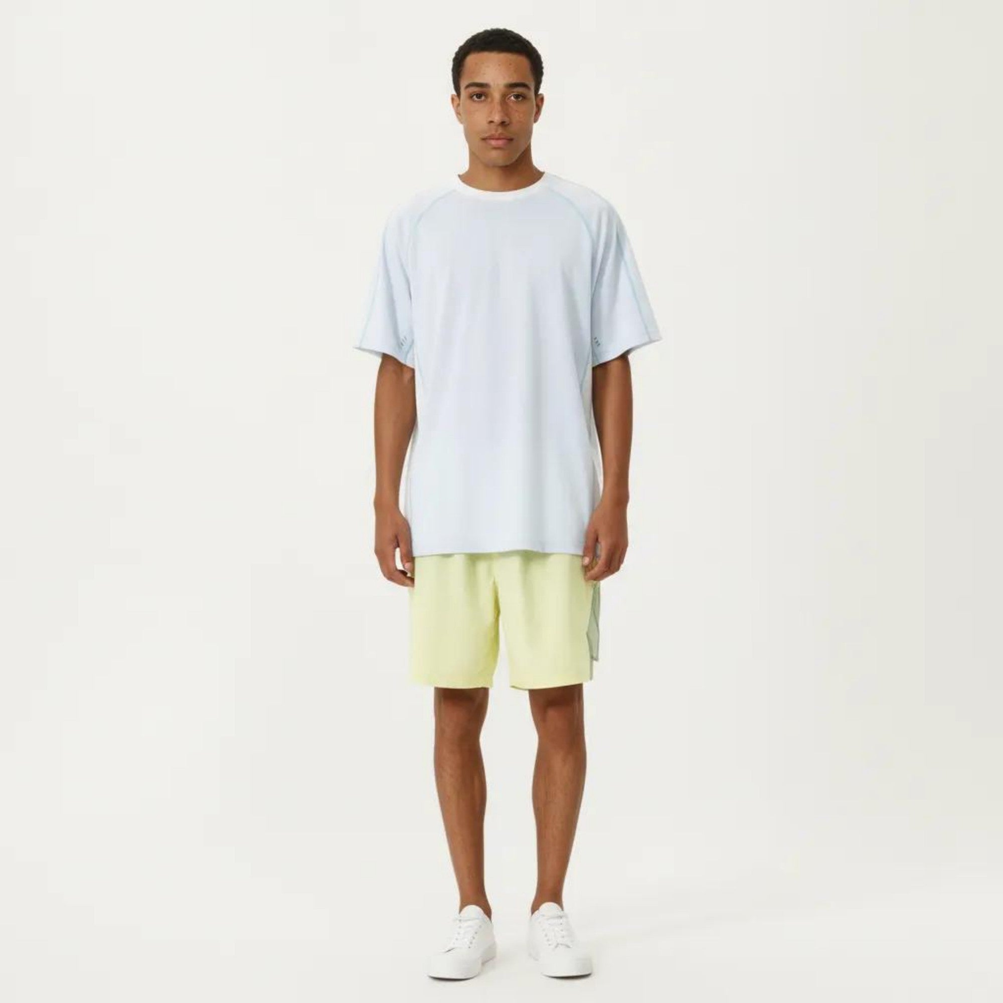 Anna-Kaci Men's Short Sleeve Athletic T-Shirt with Contrast Panel Design Breathable Performance Top