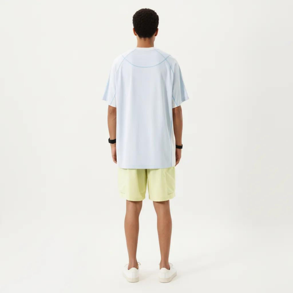 Anna-Kaci Men's Short Sleeve Athletic T-Shirt with Contrast Panel Design Breathable Performance Top