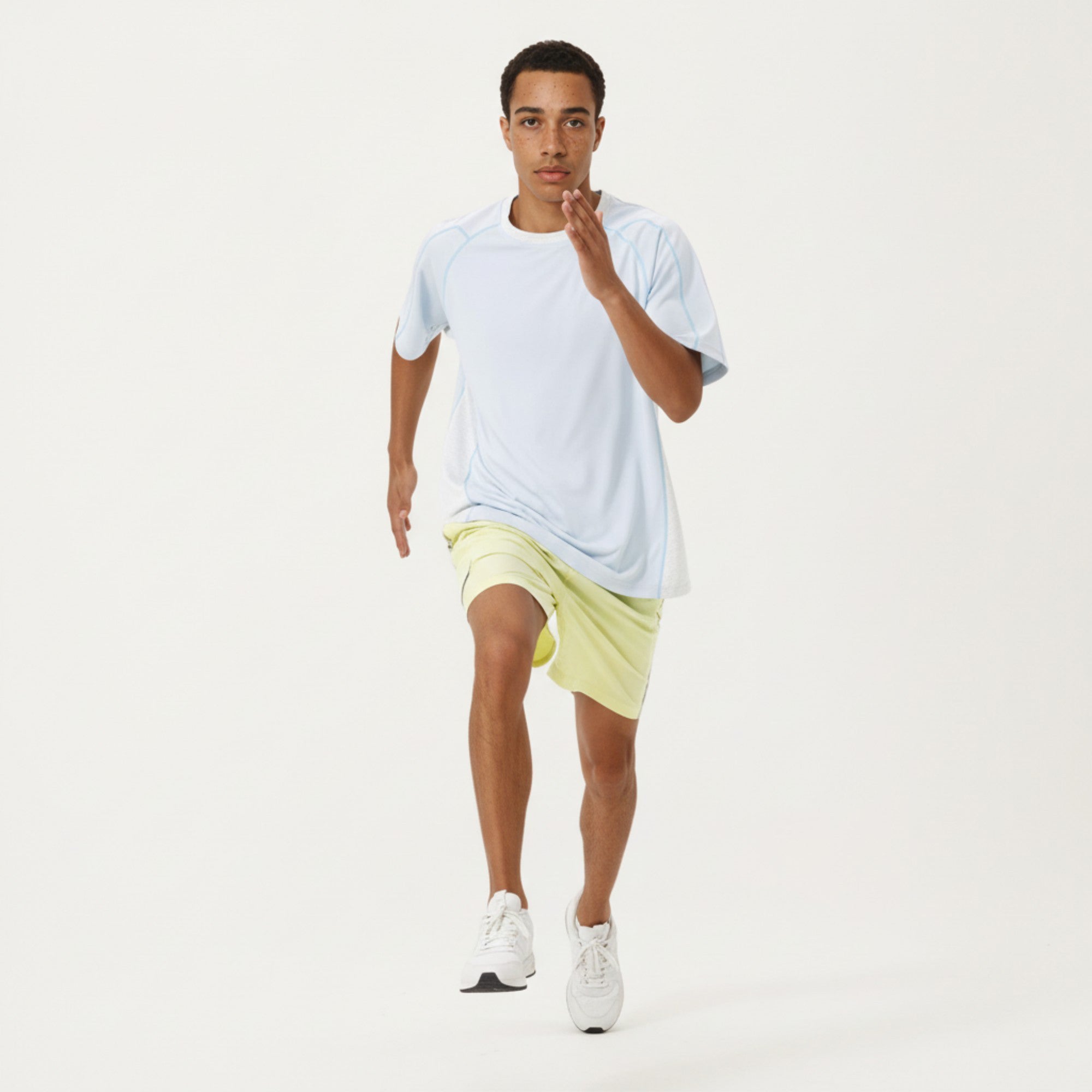 Anna-Kaci Men's Short Sleeve Athletic T-Shirt with Contrast Panel Design Breathable Performance Top