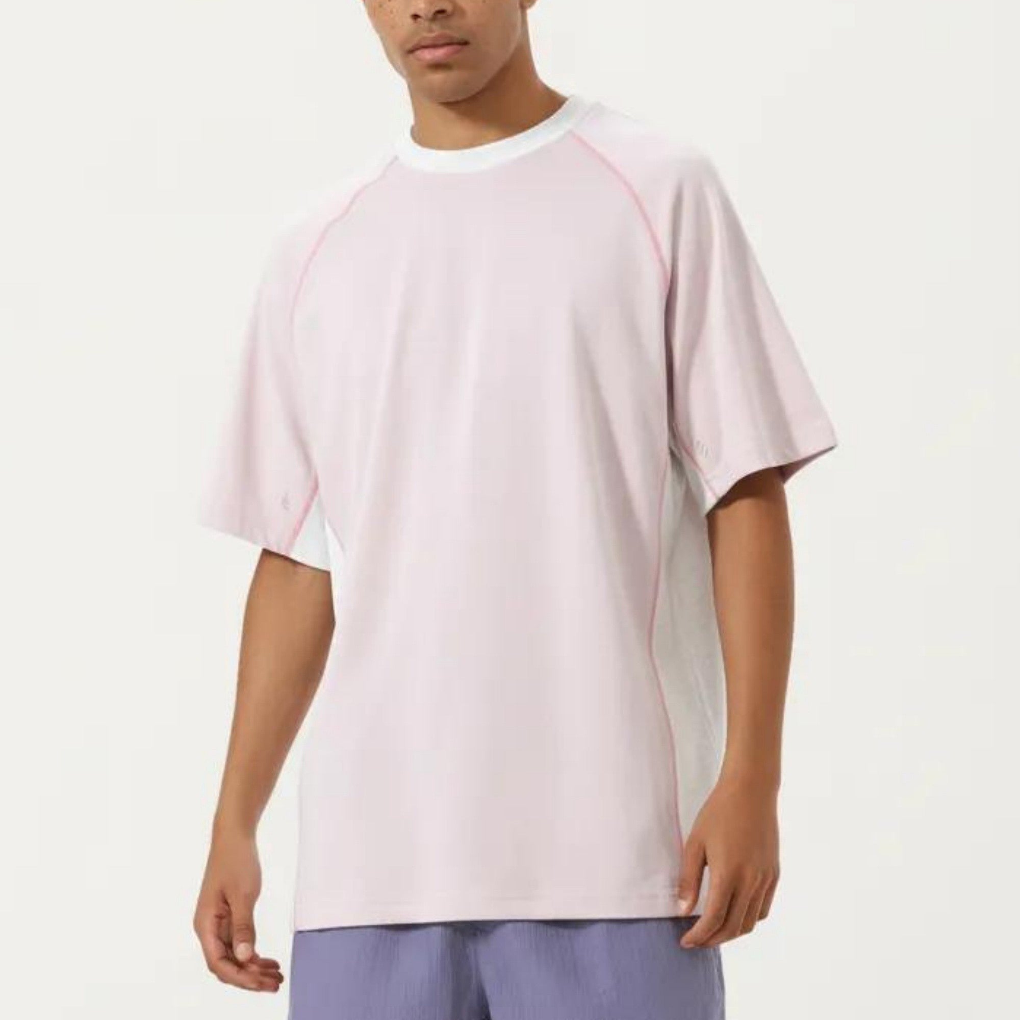 Anna-Kaci Men's Short Sleeve Athletic T-Shirt with Contrast Panel Design Breathable Performance Top