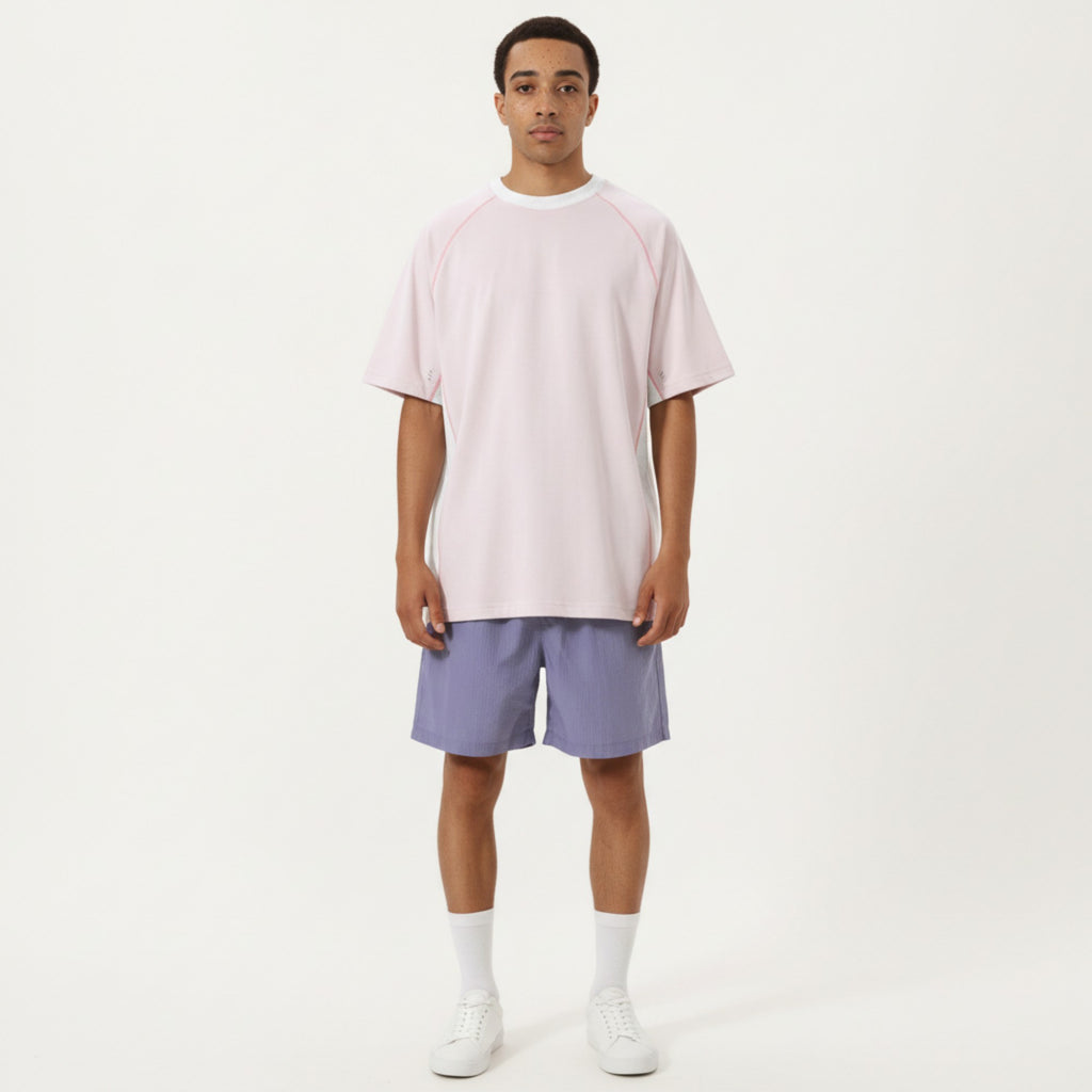 Anna-Kaci Men's Short Sleeve Athletic T-Shirt with Contrast Panel Design Breathable Performance Top